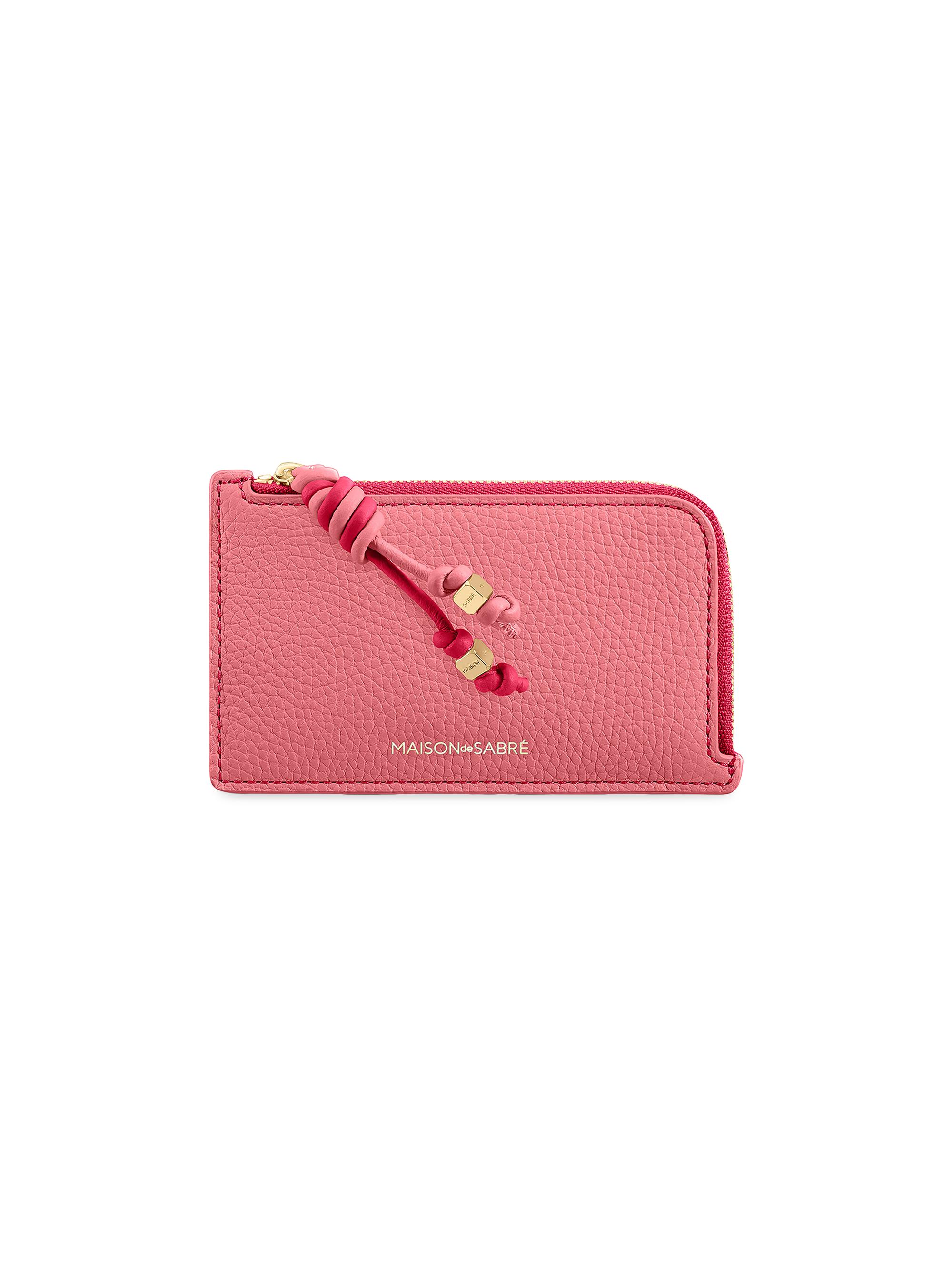 Maison de Sabre Women's Leather Zip Card Holder - Candy Fuchsia