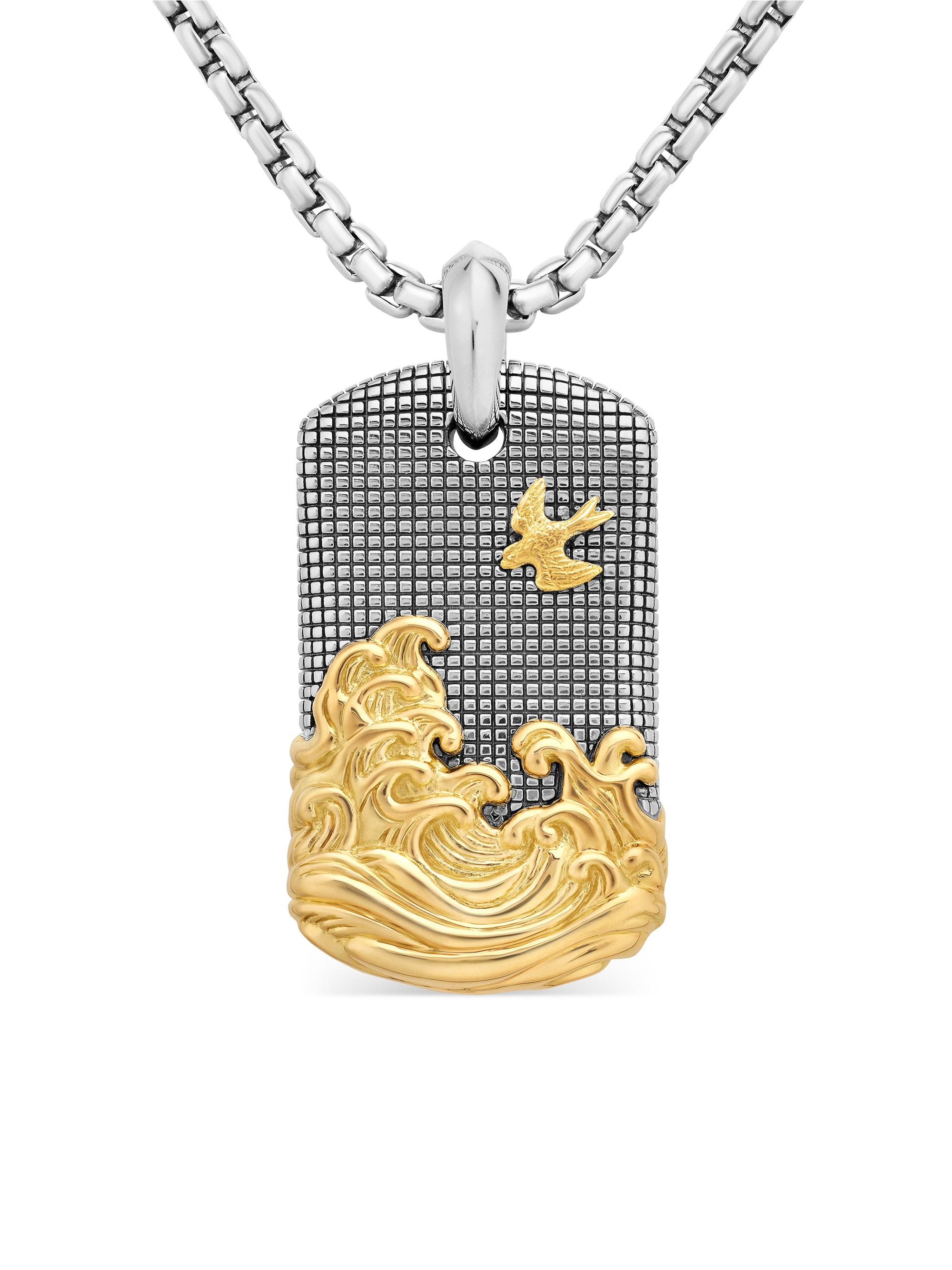 David Yurman Men's Waves Tag in Sterling Silver - Silver