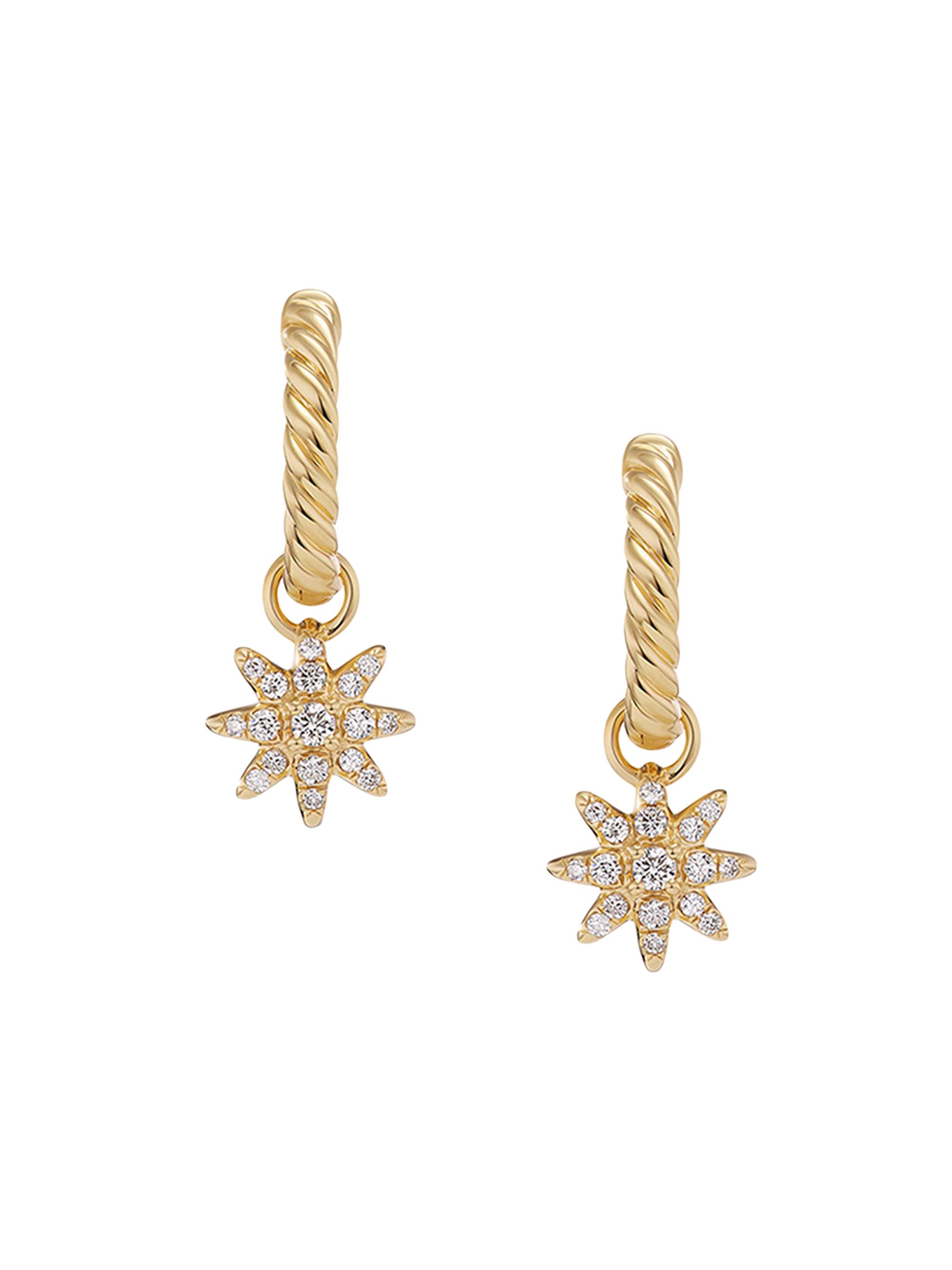 David Yurman Women's Petite Starburst Drop Earrings in 18K Yellow Gold with Diamonds - Diamond