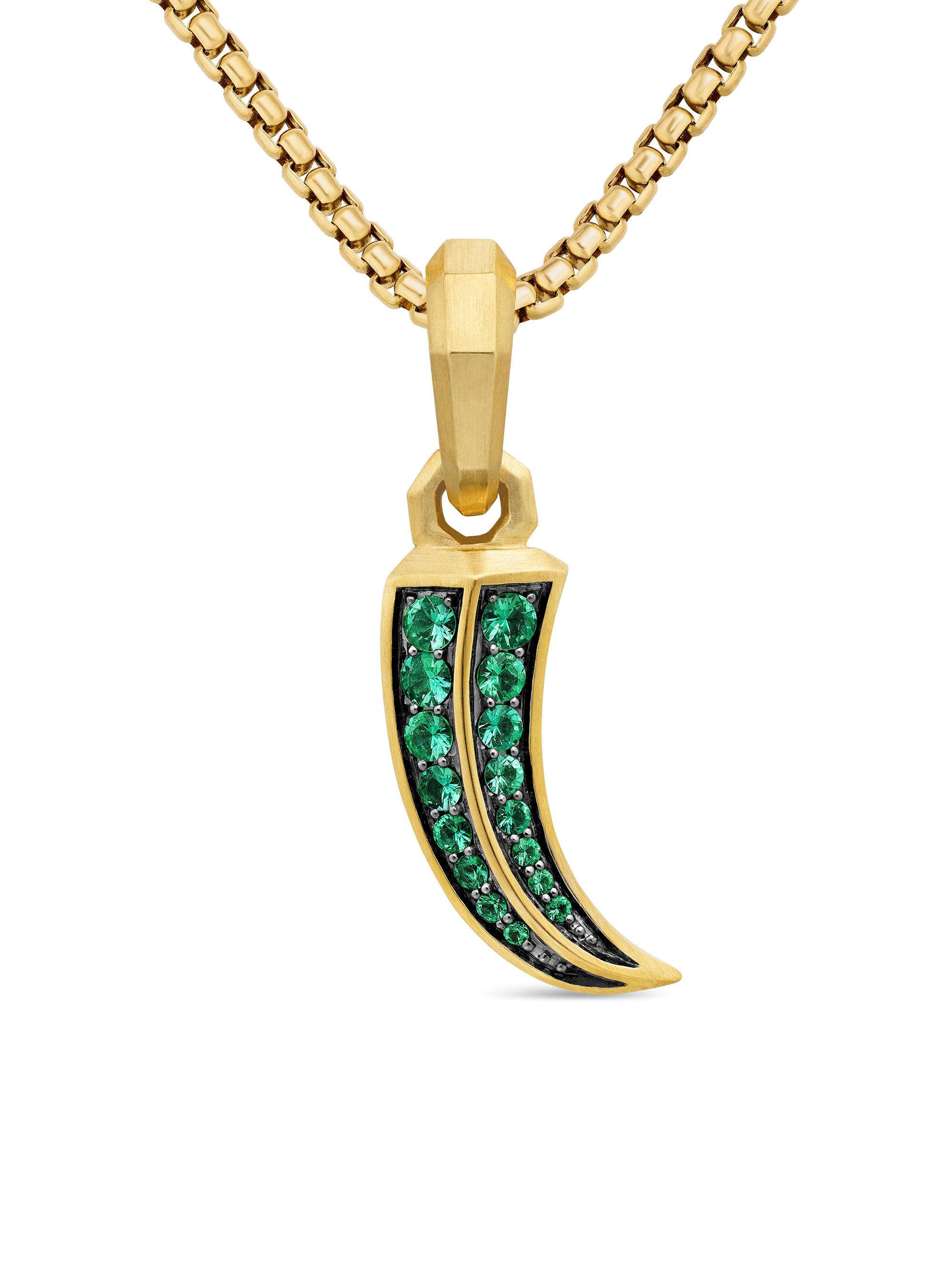 David Yurman Men's Roman Claw Amulet in 18K Yellow Gold - Emerald