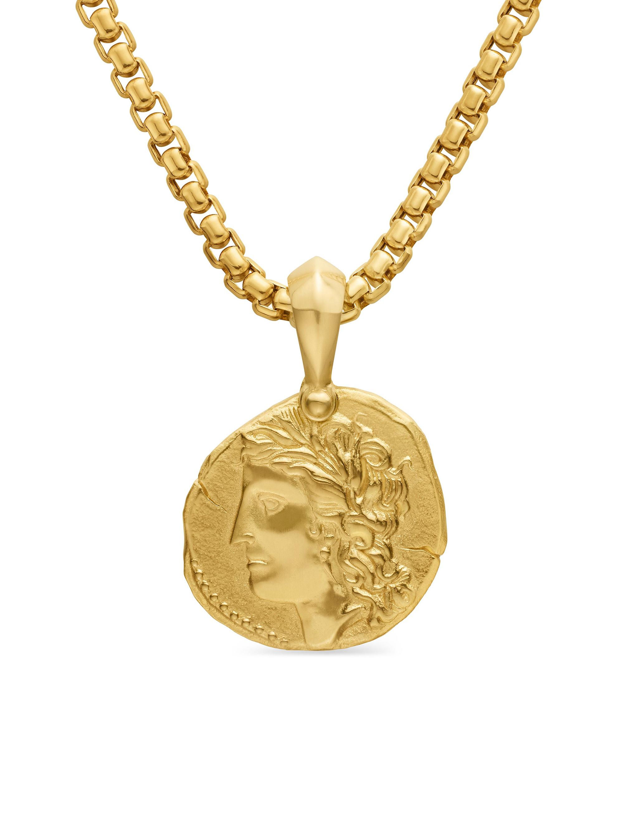 David Yurman Men's Virgo Amulet in 18K Yellow Gold, 27mm - Gold