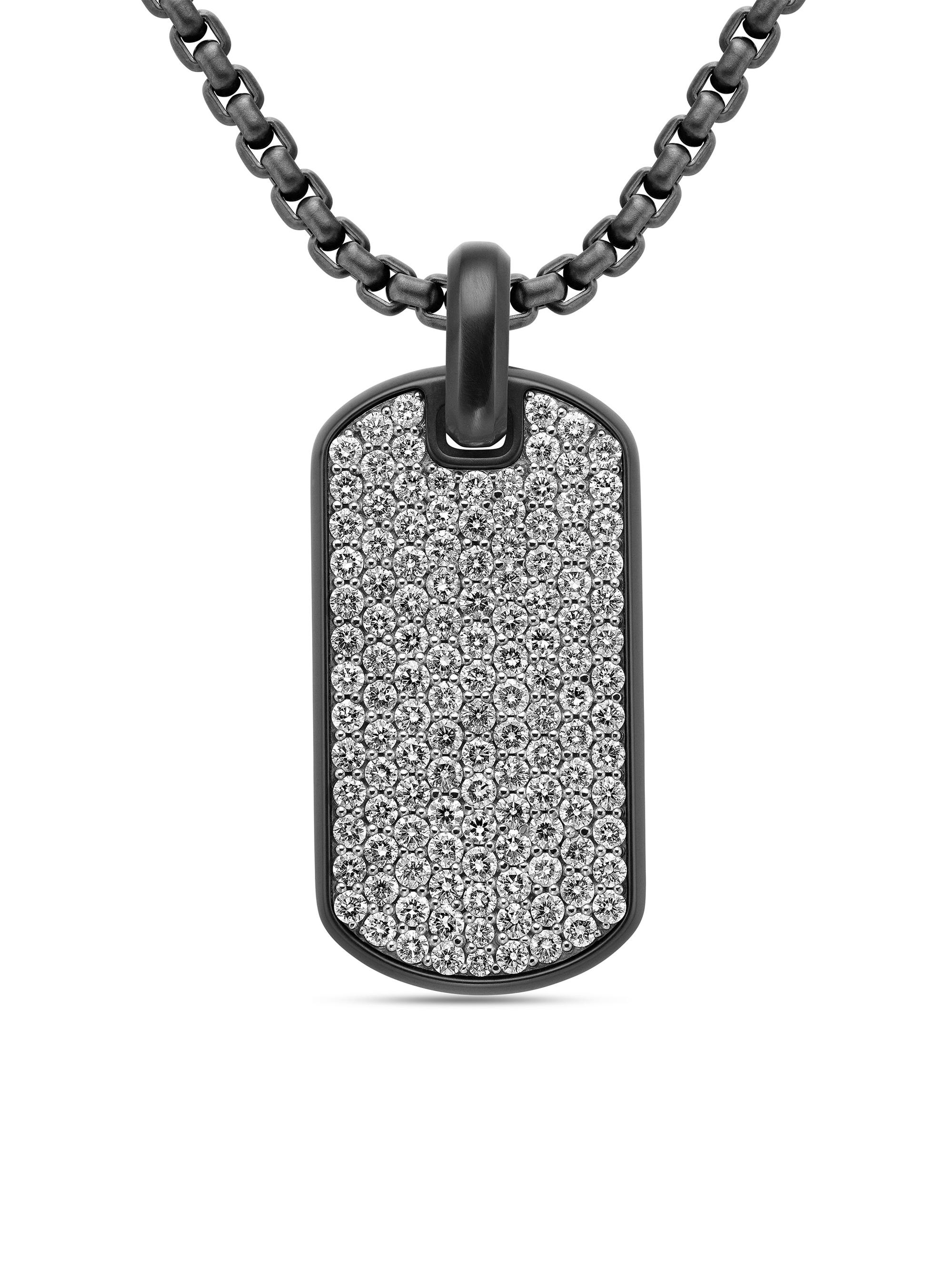 David Yurman Men's Chevron Tag in Black Titanium - Diamond