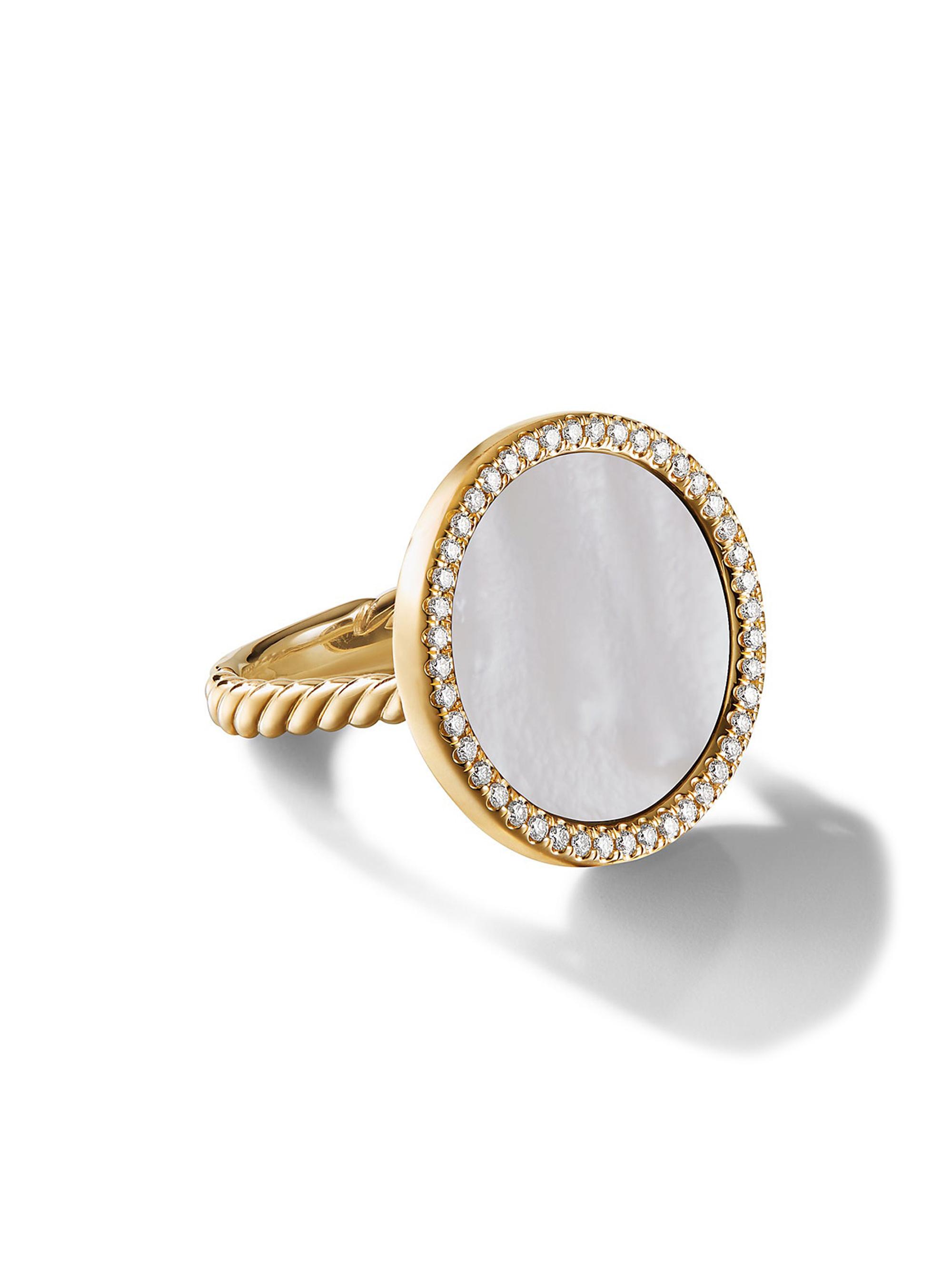 David Yurman Women's DY Elements Ring in 18K Yellow Gold - Mother Of Pearl