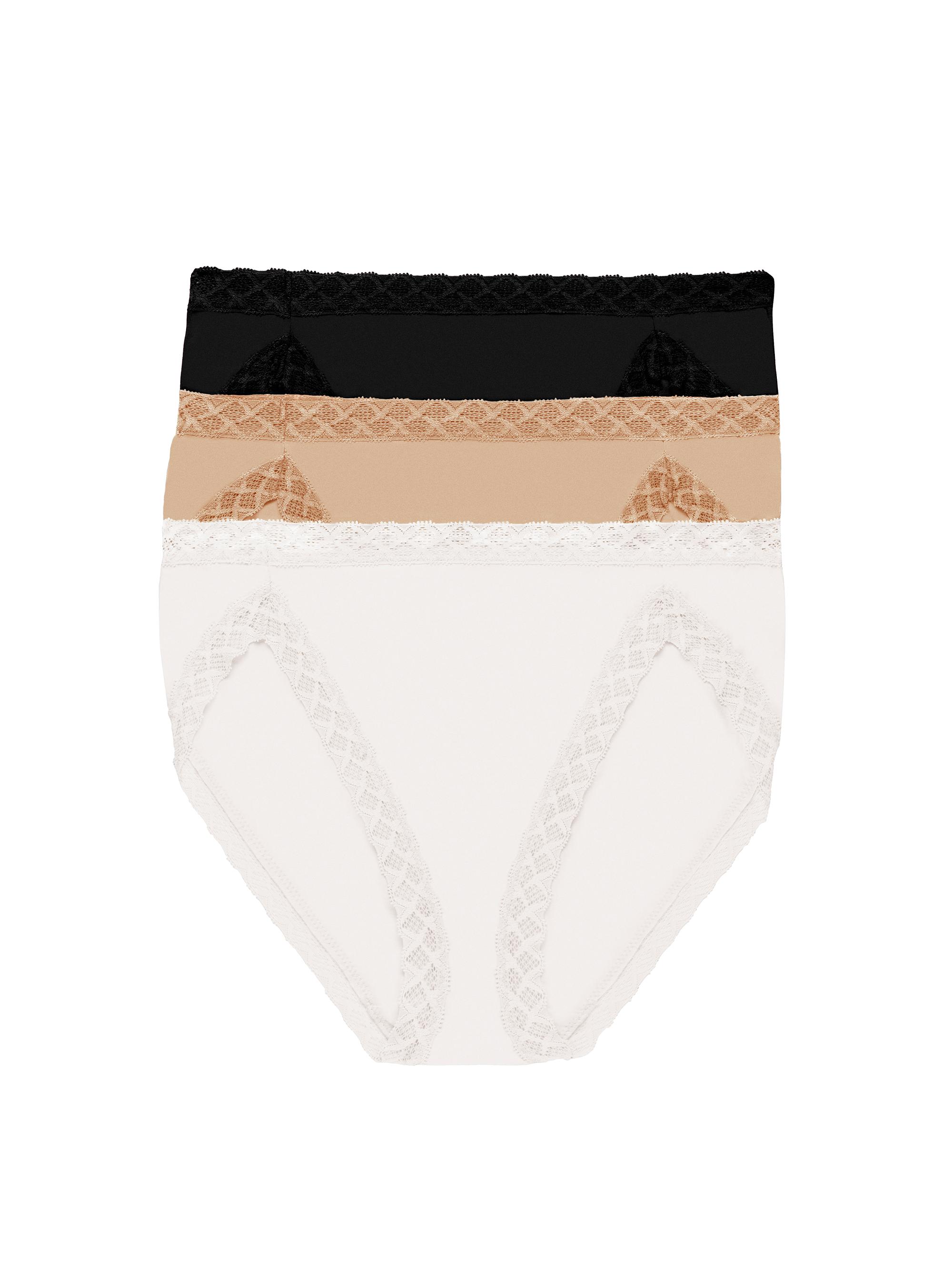 Natori Women's Bliss Cotton French Cut Brief 3 Pack - Black Cafe White