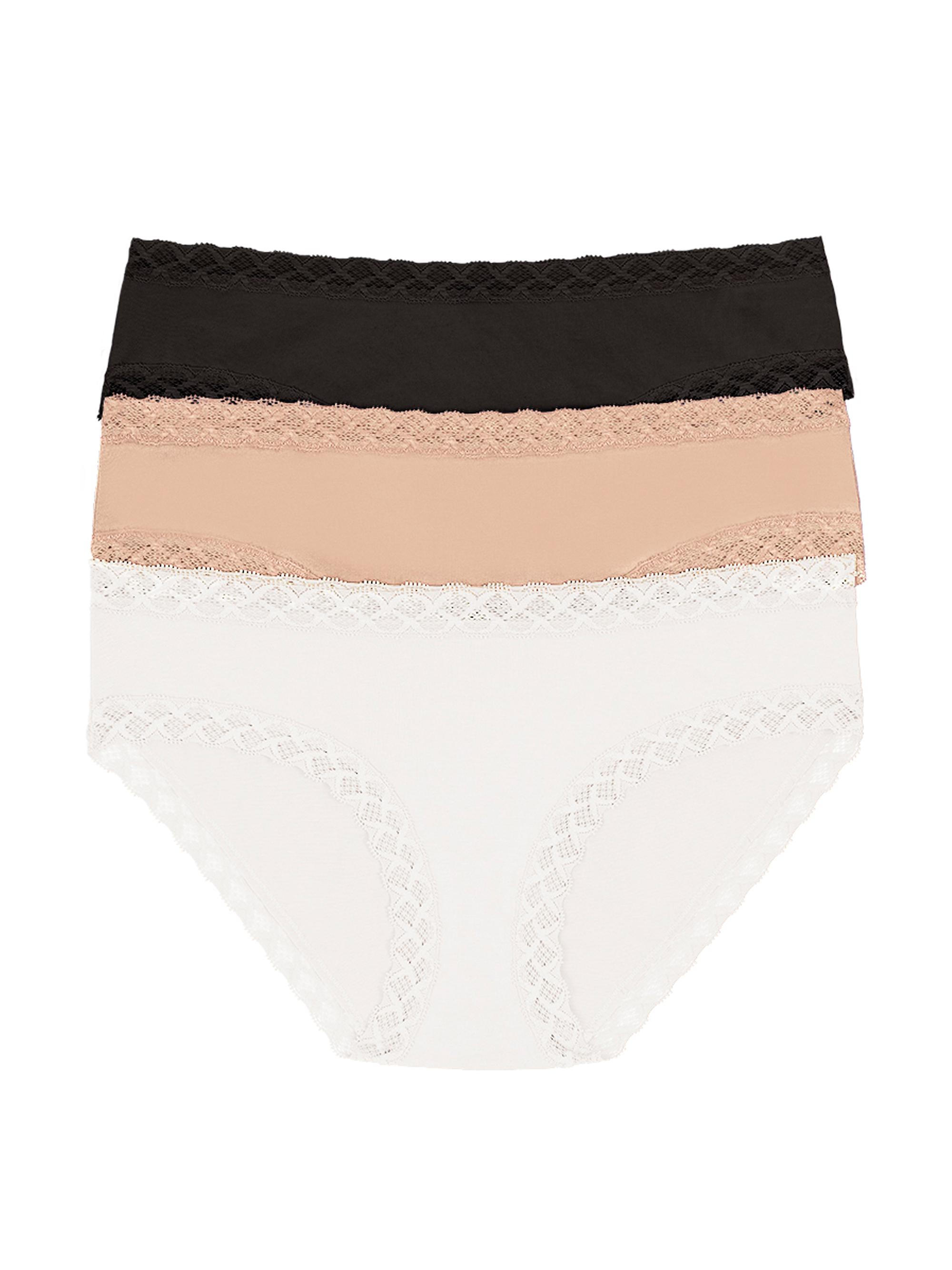 Natori Women's Bliss Cotton Girl Brief 3 Pack - Black Cafe White
