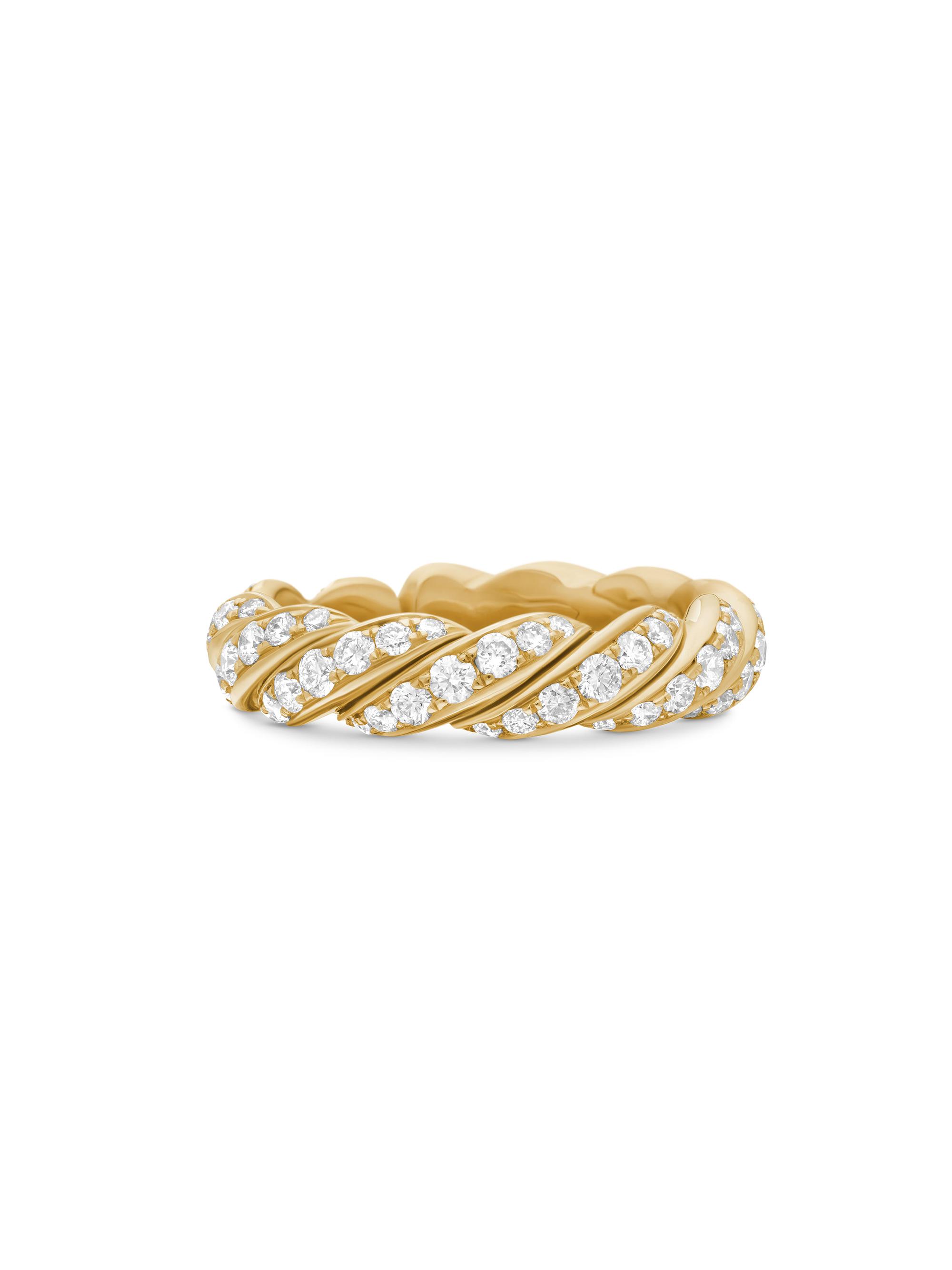 David Yurman Women's Pavéflex Band Ring in 18K Yellow Gold - Diamond