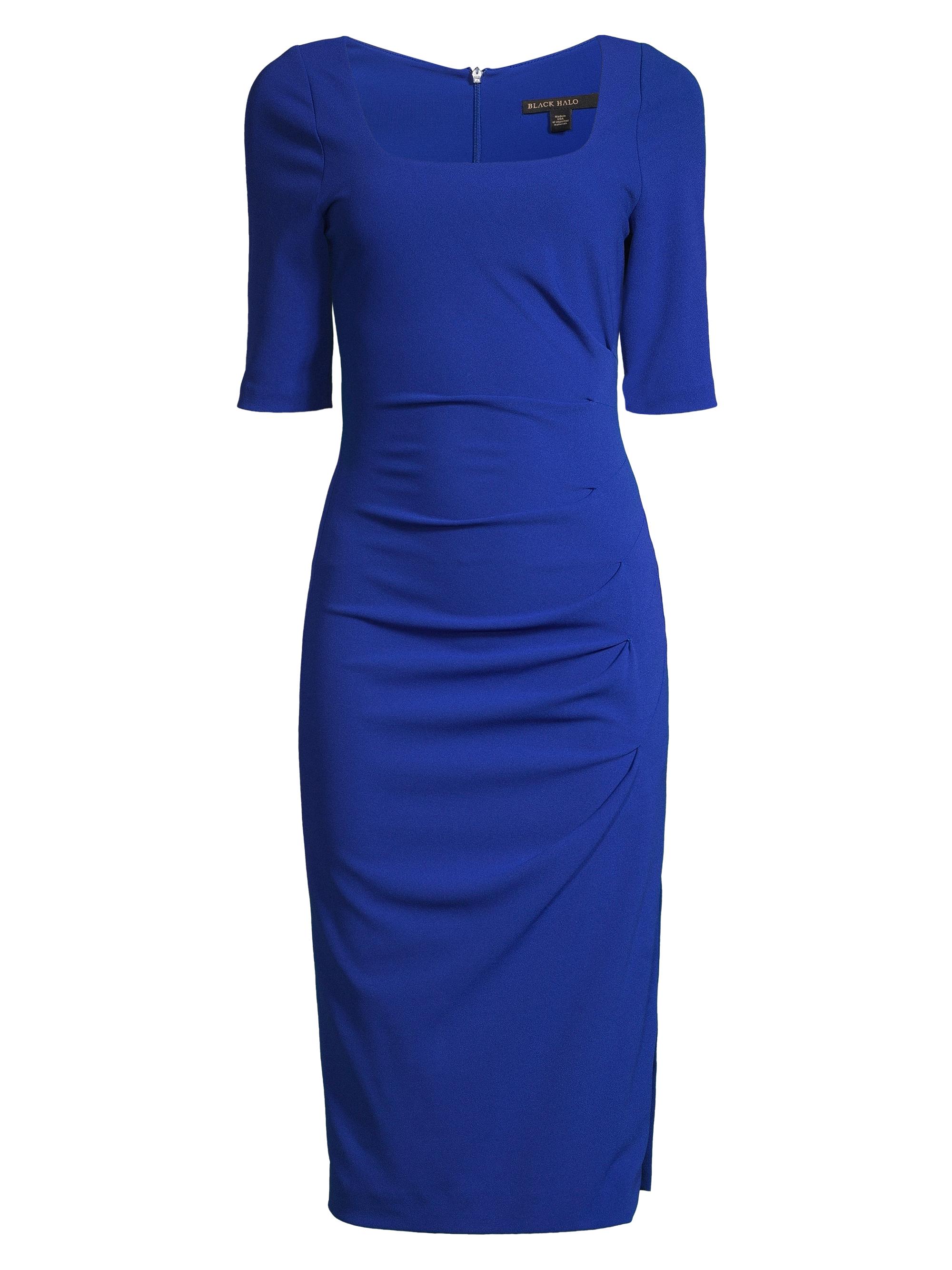 Black Halo Women's Salvana Draped Sheath Dress - Royal Blue