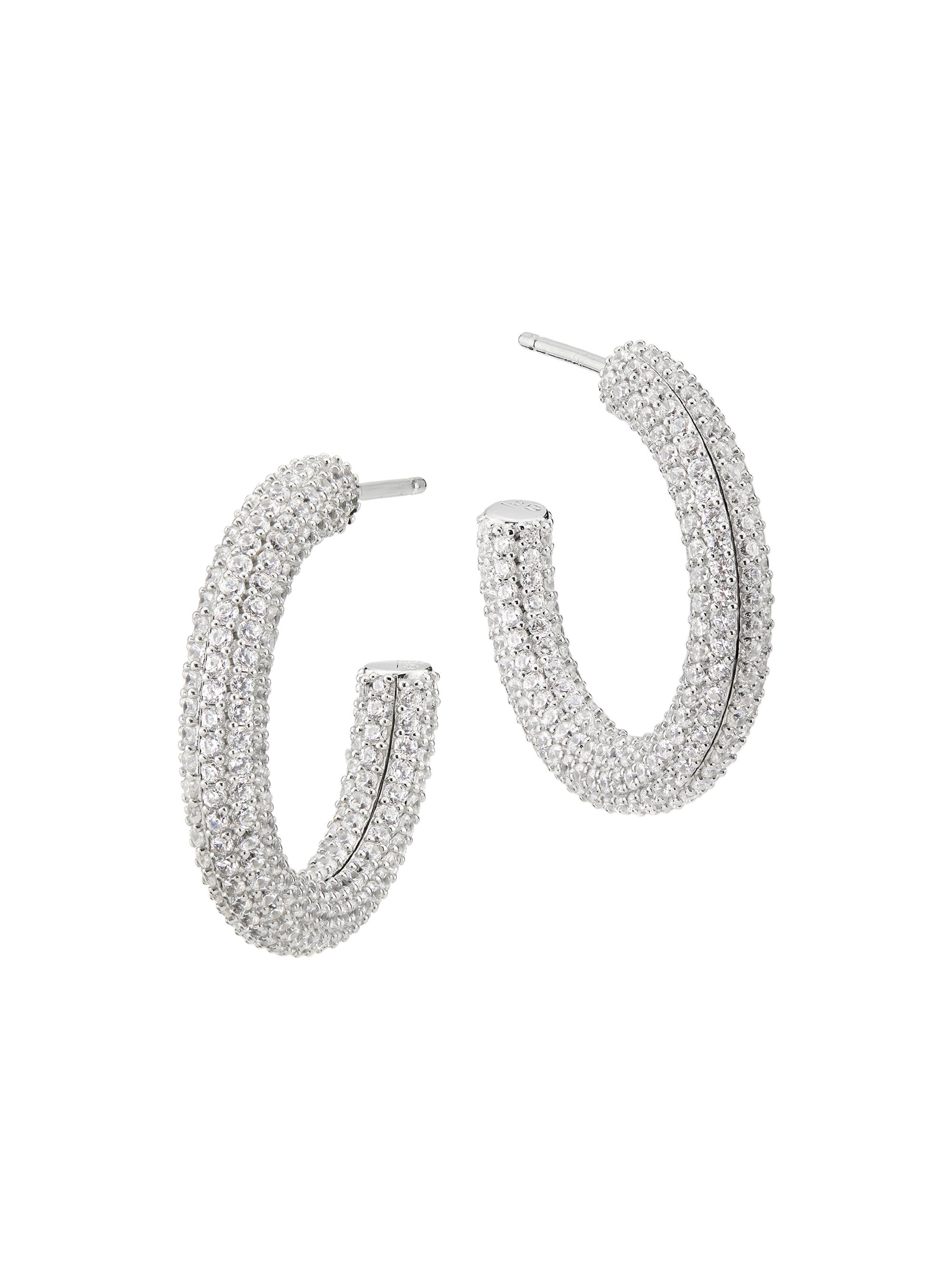 Adriana Orsini Women's Cubic Zirconia Hoop Earrings - Rhodium