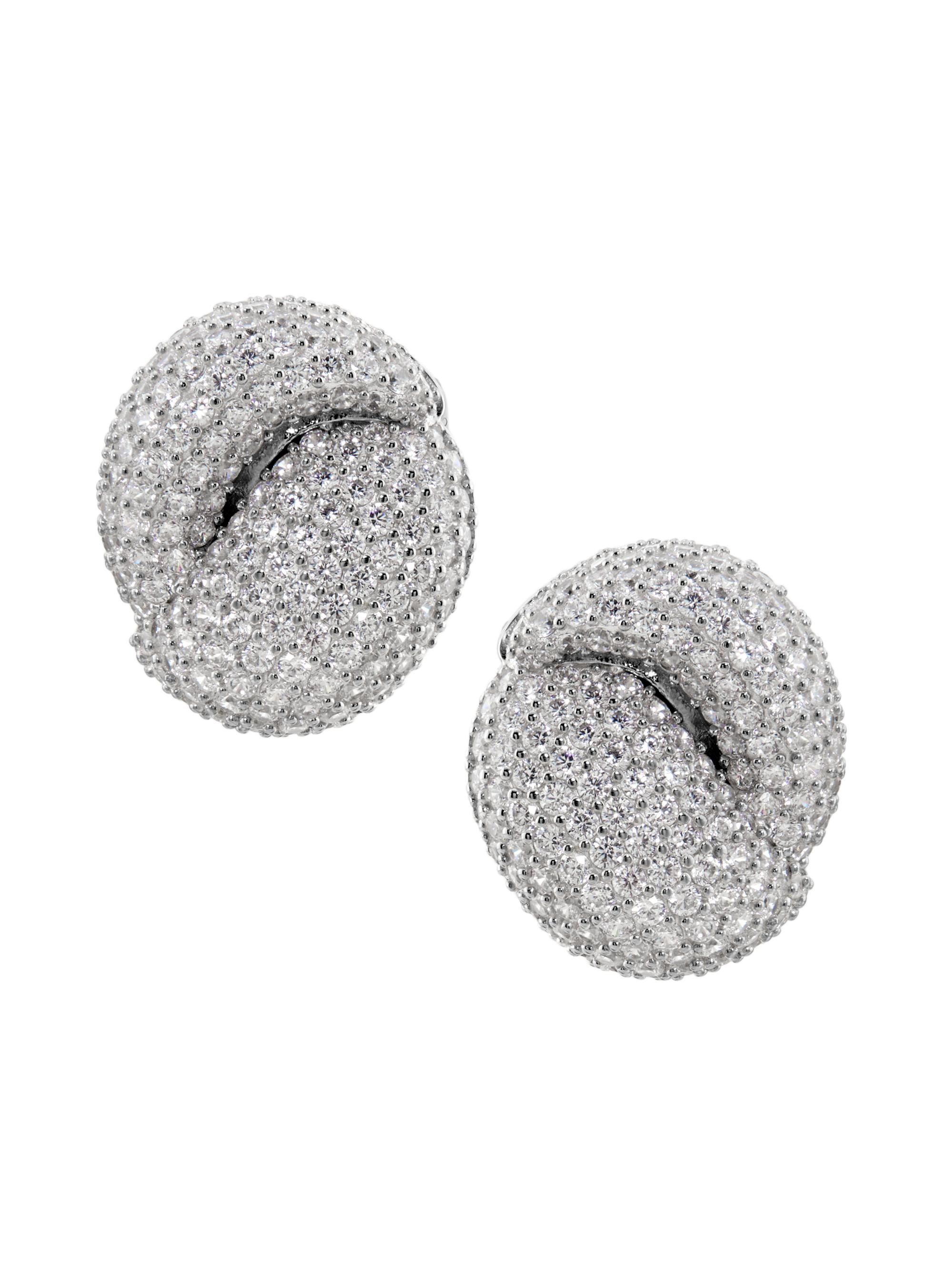 Adriana Orsini Women's Knot Rhodium-Plated & Cubic Zirconia Stud Earrings - Rhodium