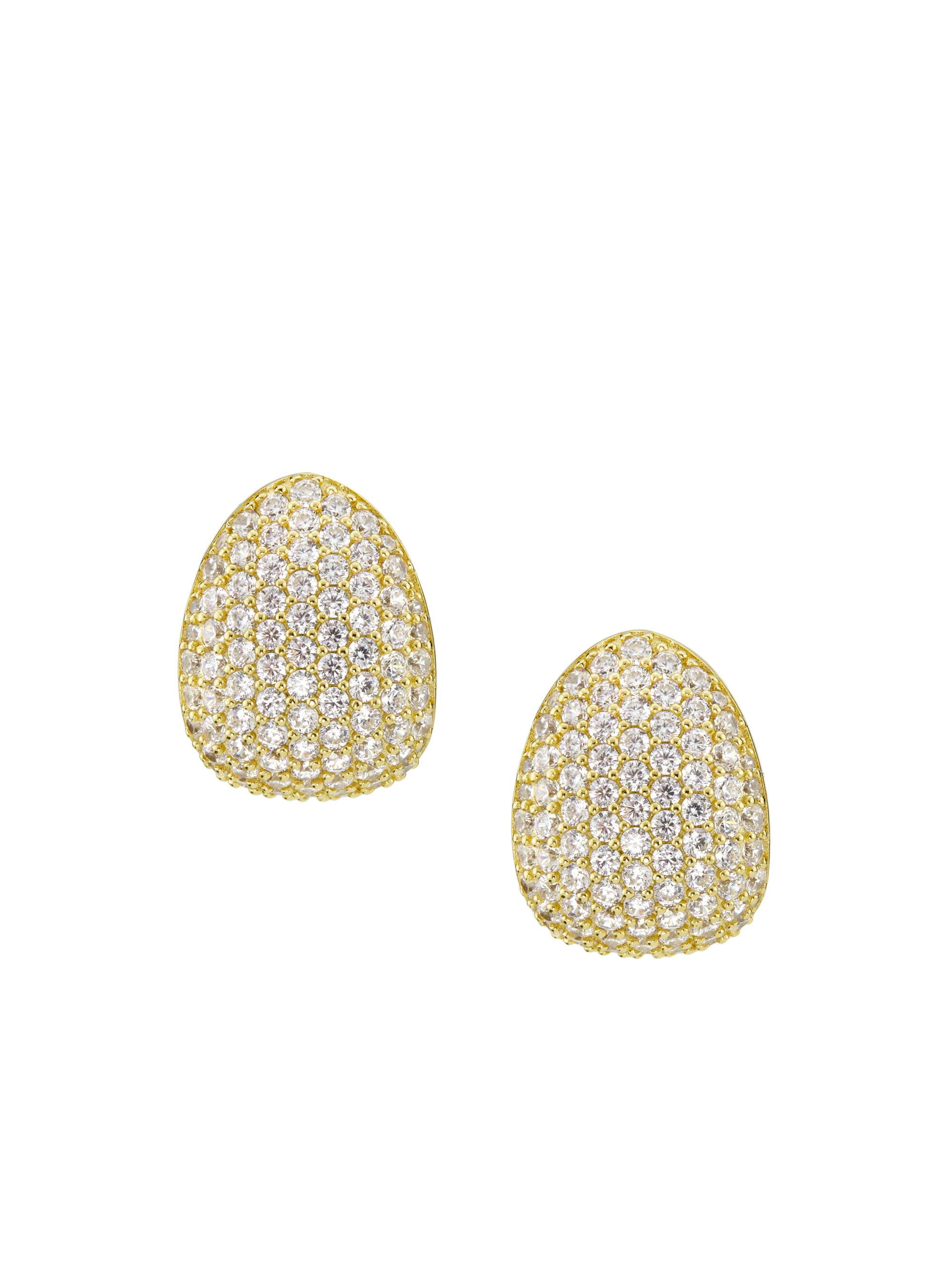 Adriana Orsini Women's Pave Cubic Zirconia J Hoop Earrings - Gold
