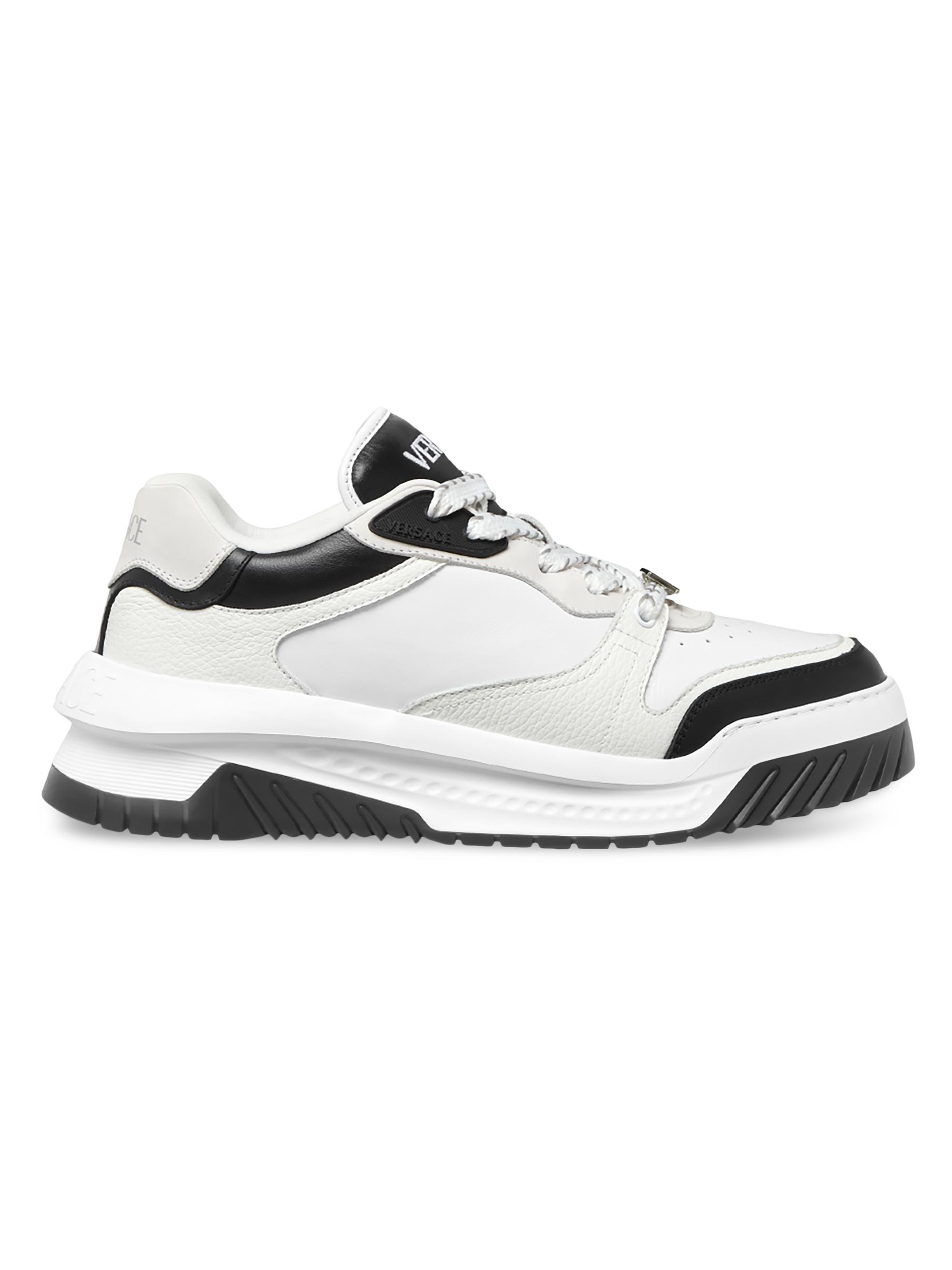 Versace Men's Odissea Leather Low-Top Sneakers - Black White Palladium
