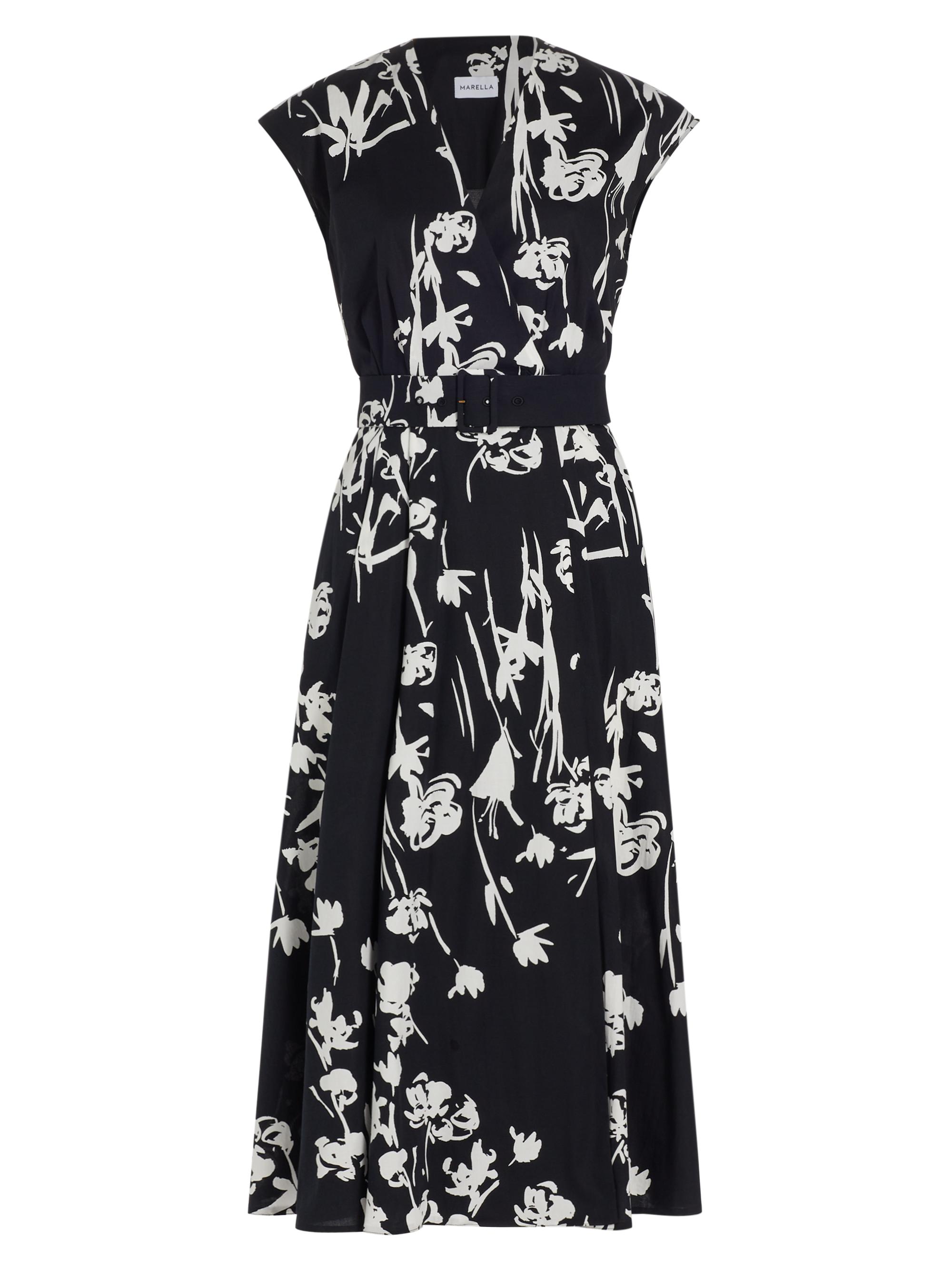Marella Women's Taxi Floral Midi Wrap Dress - Black Floral