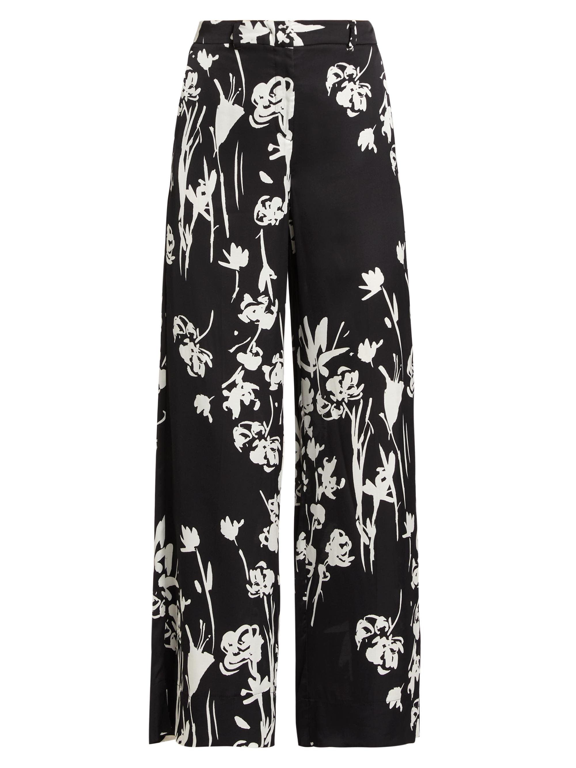 Marella Women's Sale Floral Wide-Leg Trousers - Black Floral