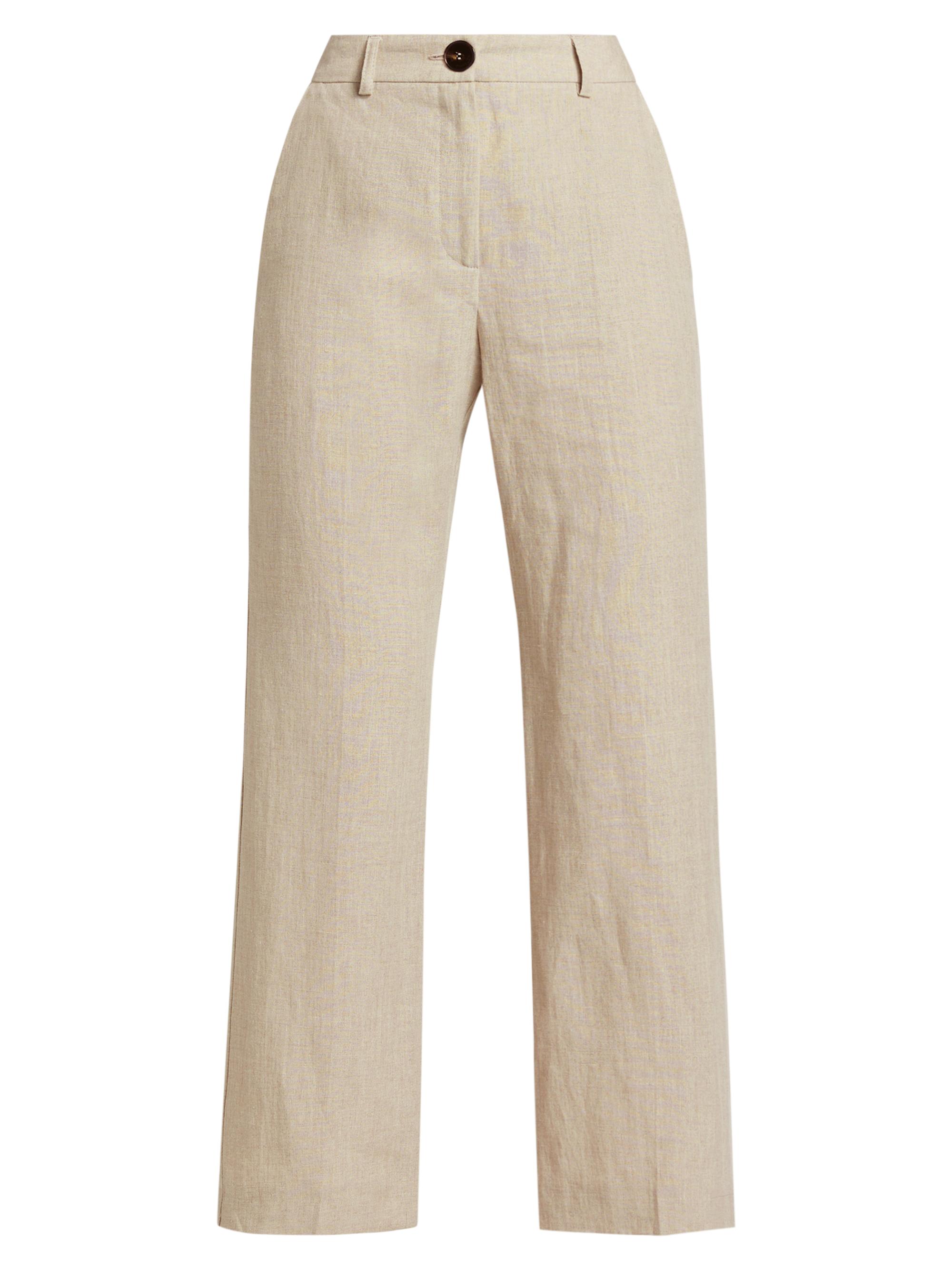 Marella Women's Muschio Linen Crop Pants - Ecru
