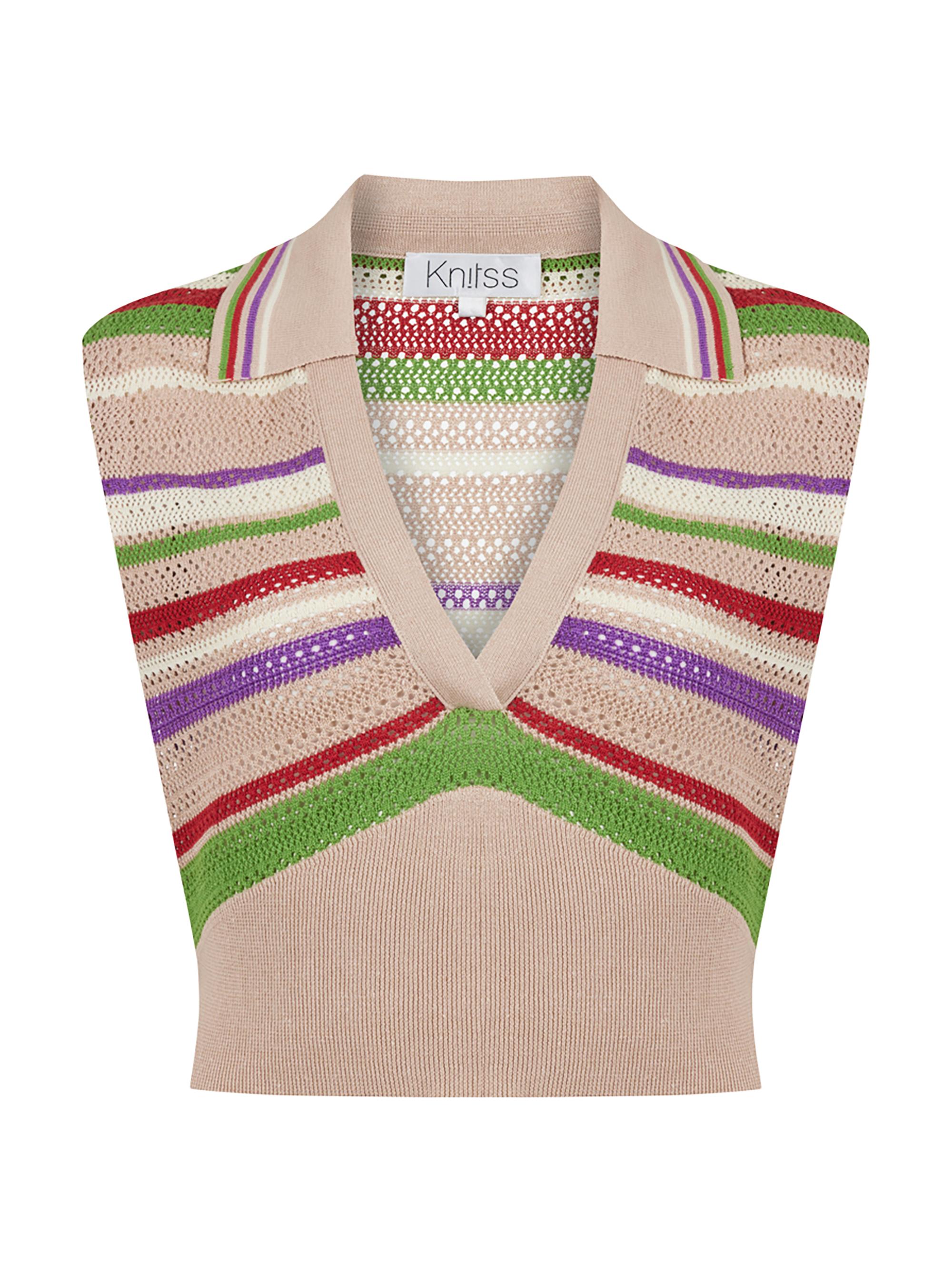 Knitss Women's Blaire Striped Cotton-Blend Crop Top - Desert