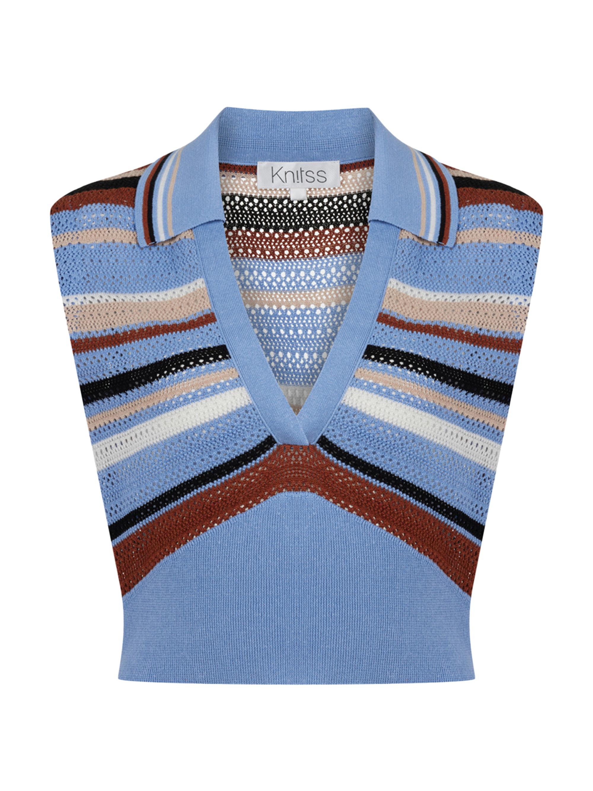 Knitss Women's Blaire Striped Cotton-Blend Crop Top - Cornflower