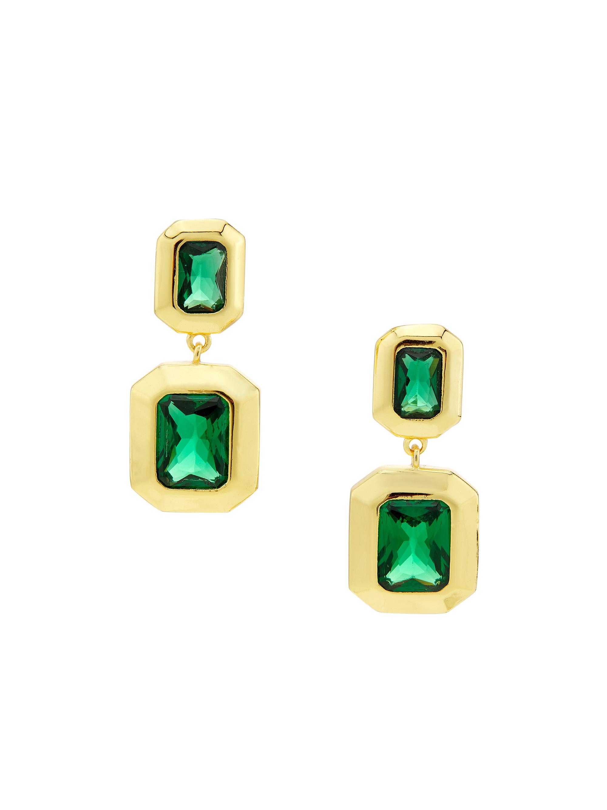 Shashi Women's 14K-Yellow-Gold Vermeil & Imitation Emerald Drop Earrings - Emerald