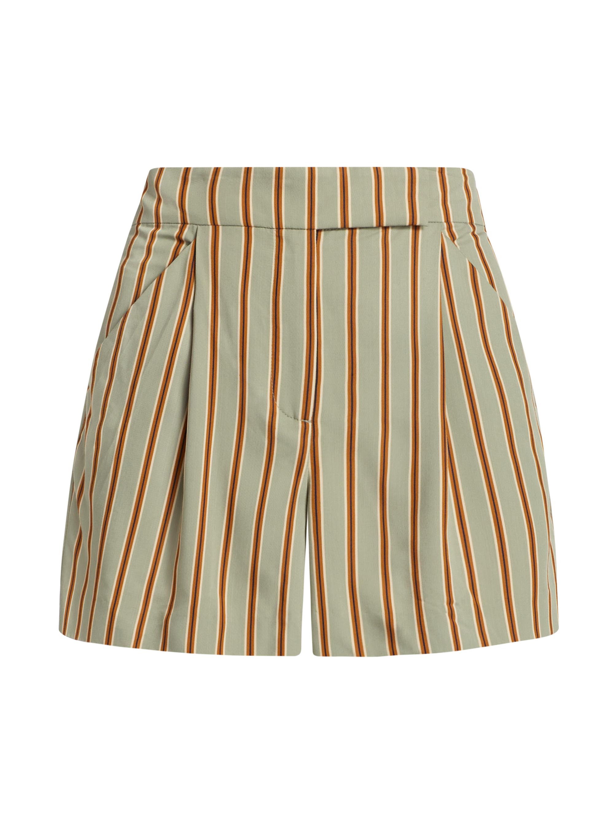 Veronica Beard Women's Elbe Striped Pleated Shorts - Seafoam Multi