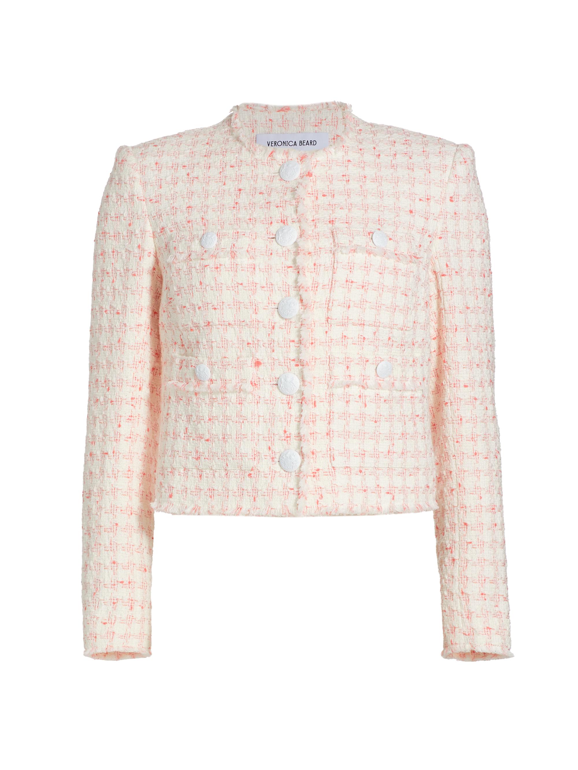 Veronica Beard Women's Olbia Tweed Tailored Jacket - Off White Coral