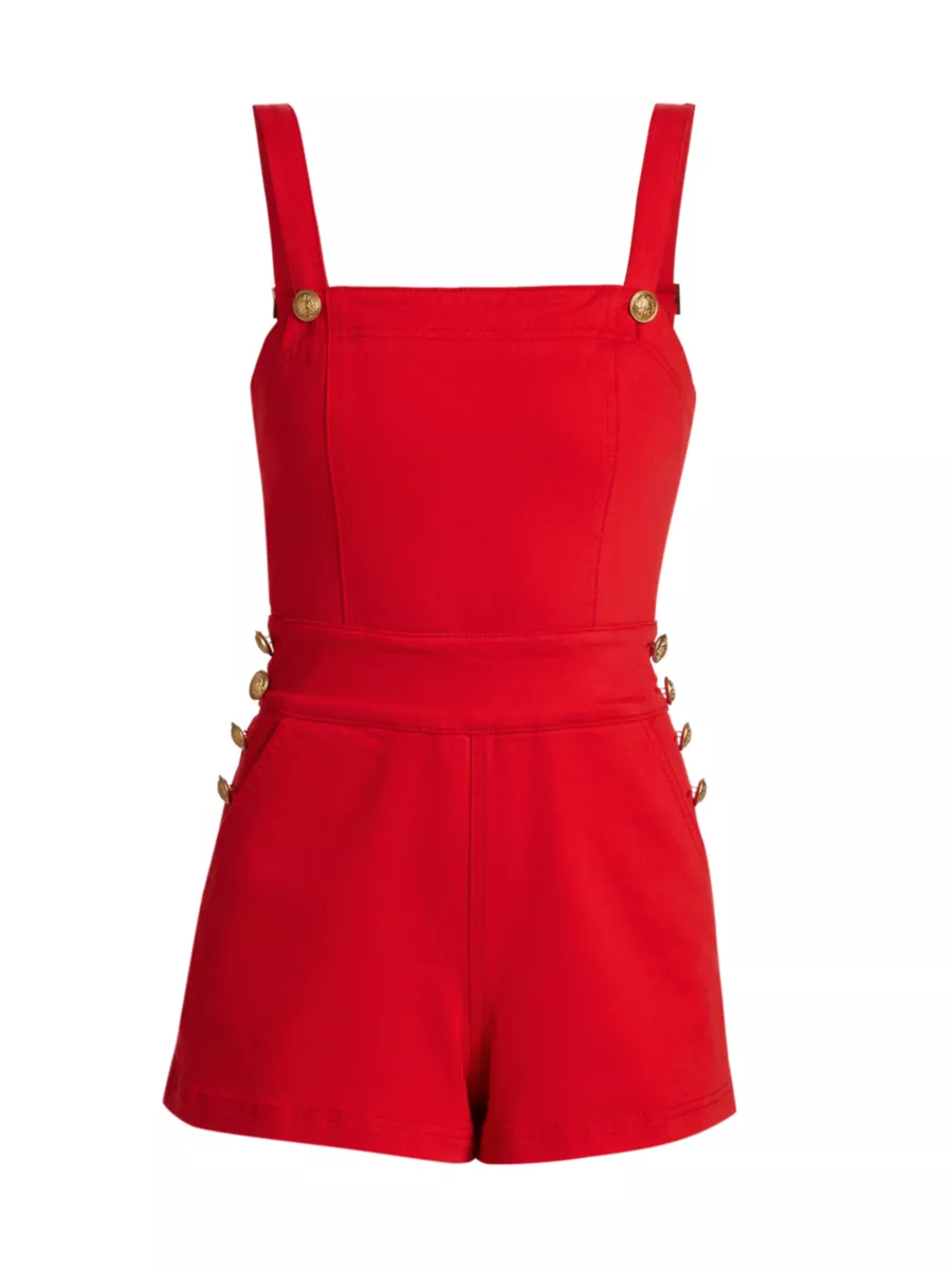 Shop Alice + Olivia Vita Stretch Denim Romper | Saks Fifth Avenue