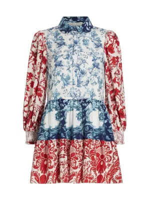 Shop Alice + Olivia Paulie Tiered Floral Minidress | Saks Fifth Avenue