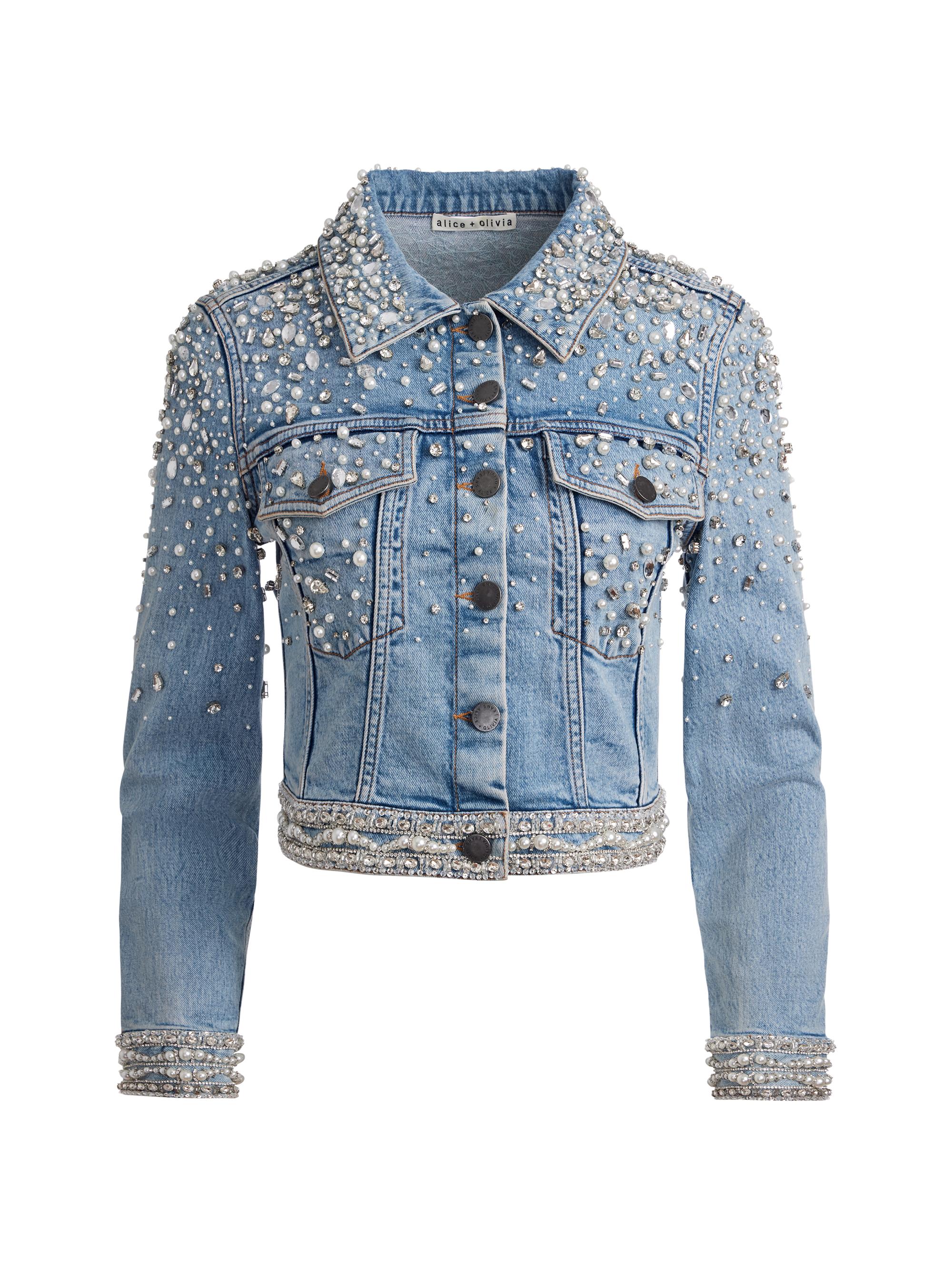 Alice + Olivia Nelson Embellished Denim Jacket | Saks Fifth Avenue