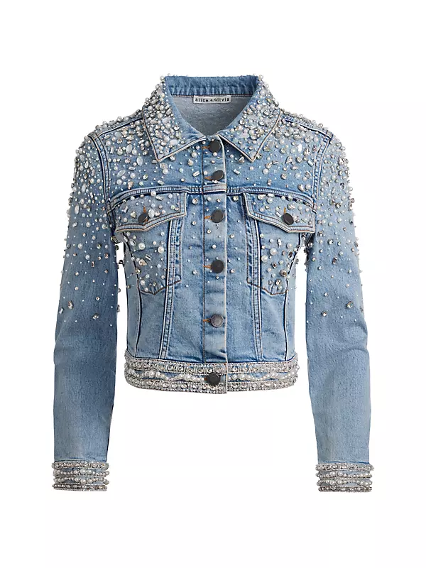 Shop Alice + Olivia Nelson Embellished Denim Jacket | Saks Fifth 