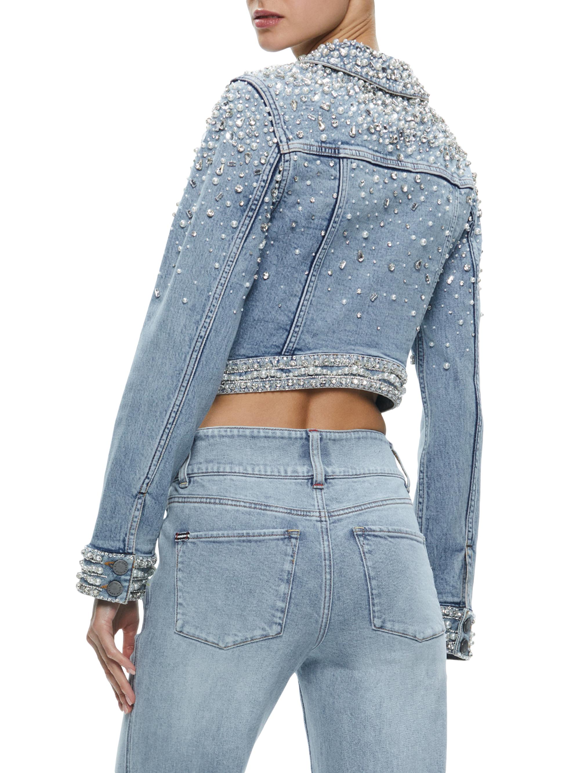 ALICE + OLIVIA Nelson Embellished Denim Jacket | Saks Fifth Avenue