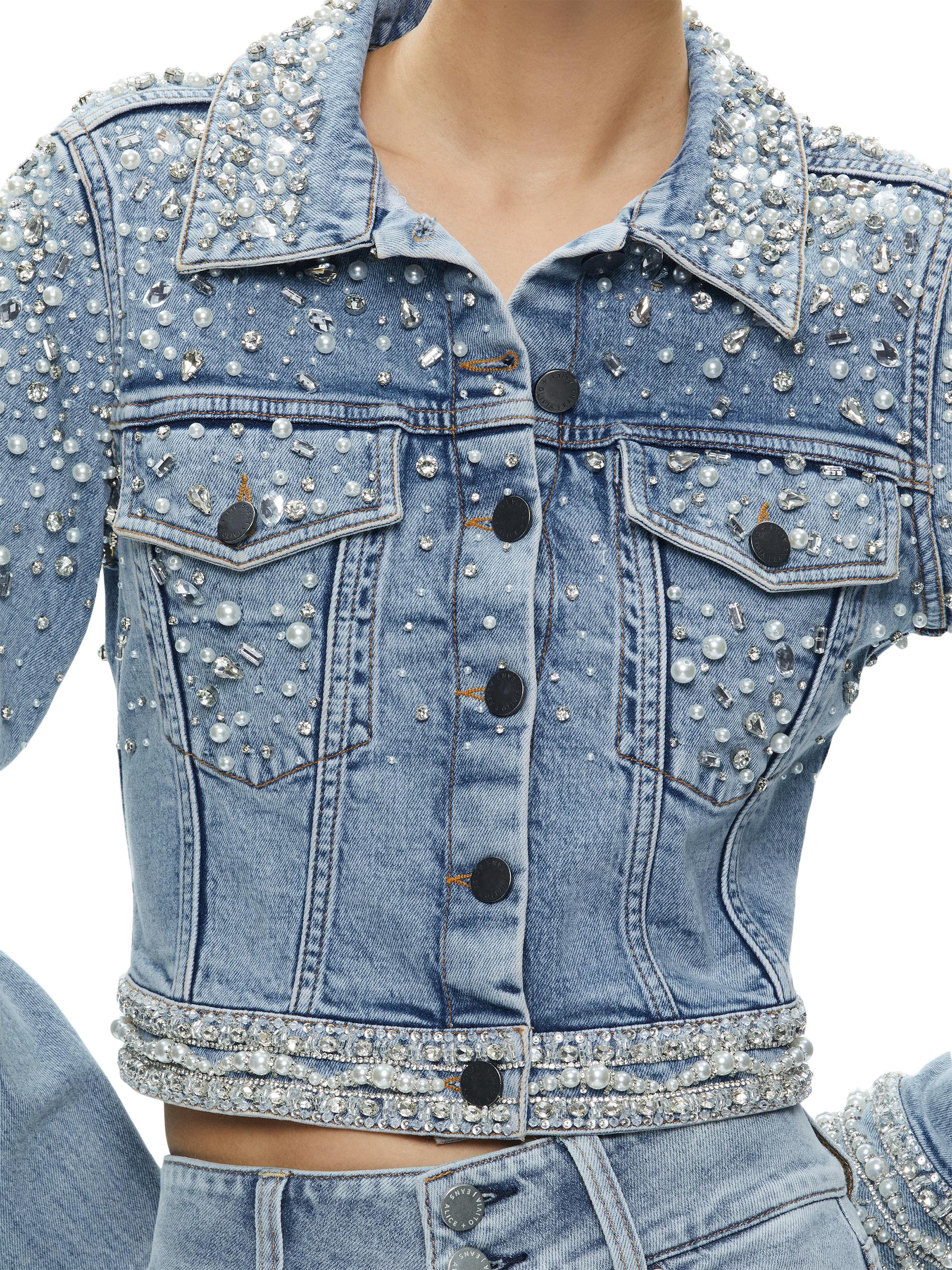 Alice + Olivia Nelson Embellished Denim Jacket | Saks Fifth