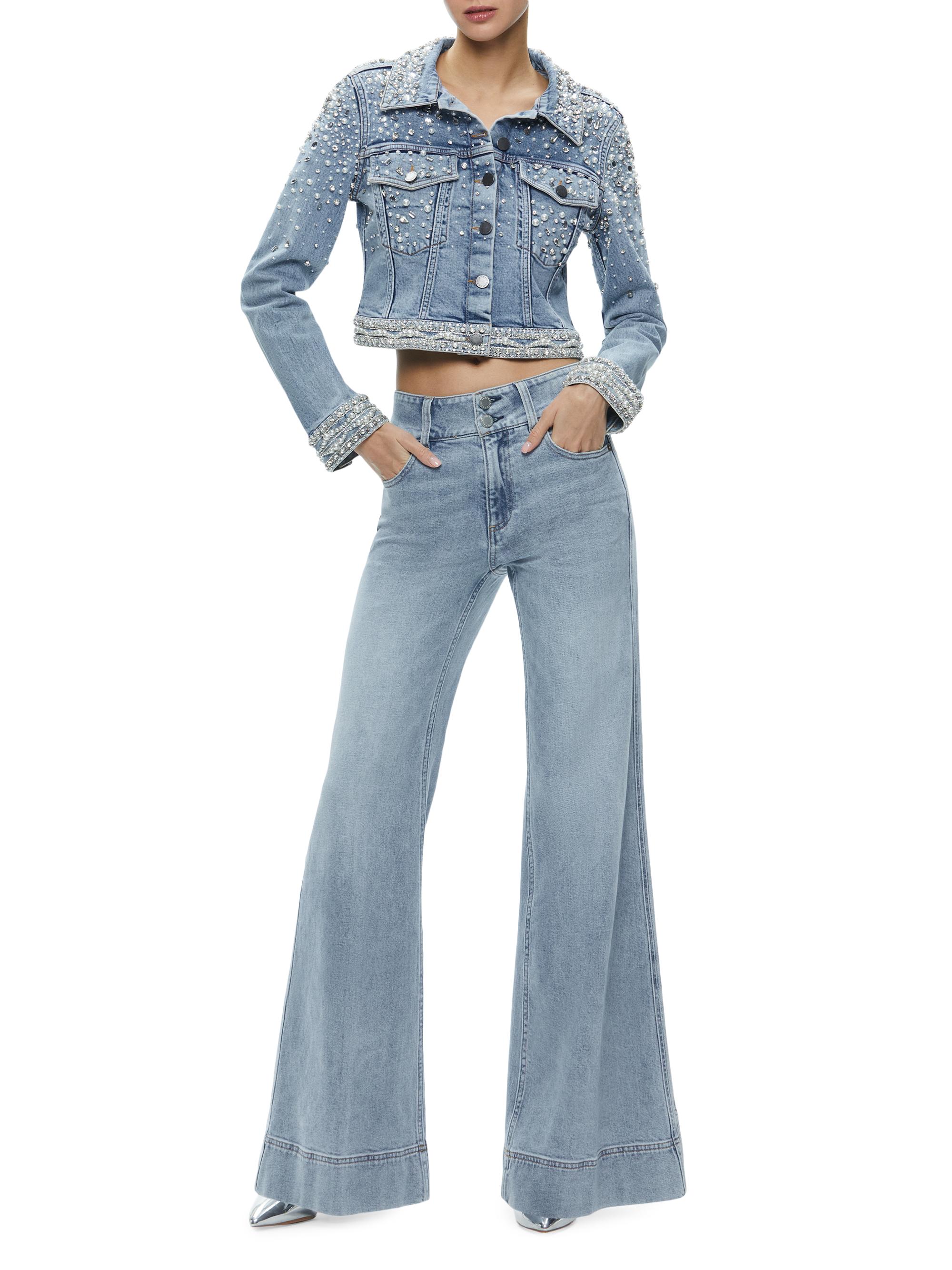 Alice + Olivia Nelson Embellished Denim Jacket | Saks Fifth Avenue