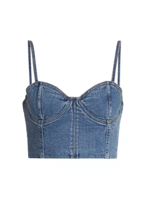 Shop Alice + Olivia Natacha Denim Crop Bustier | Saks Fifth Avenue