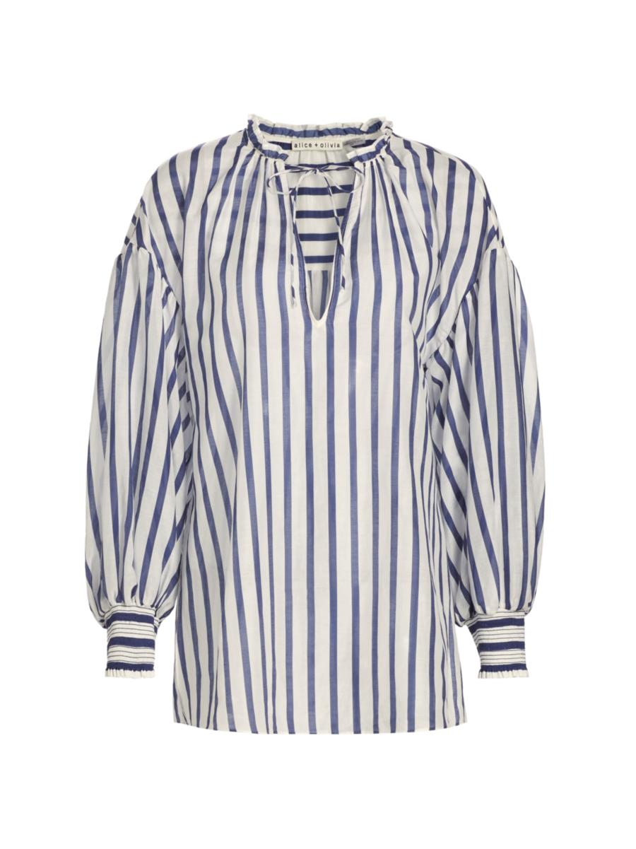 Shop Alice + Olivia Julius Striped Cotton-Blend Tunic | Saks Shop Alice + Olivia Julius Striped Cotton-Blend Tunic | Saks