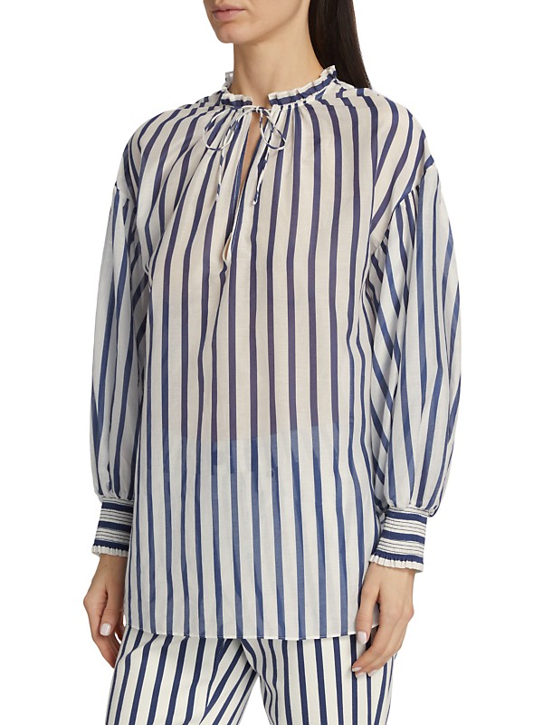 Shop Alice + Olivia Julius Striped Cotton-Blend Tunic | Saks Shop Alice + Olivia Julius Striped Cotton-Blend Tunic | Saks