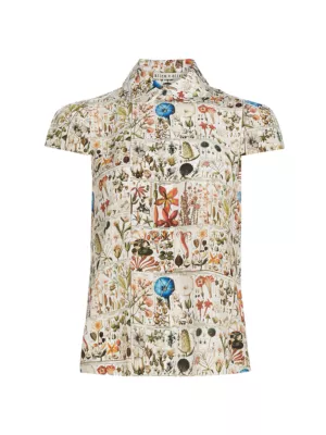 Alice + Olivia Women's Joy Illustrated Silk Blouse - Jardin Des Plantes