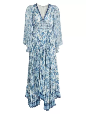 Shop Alice + Olivia Sion Floral Pleated Maxi Dress | Saks Fifth Avenue