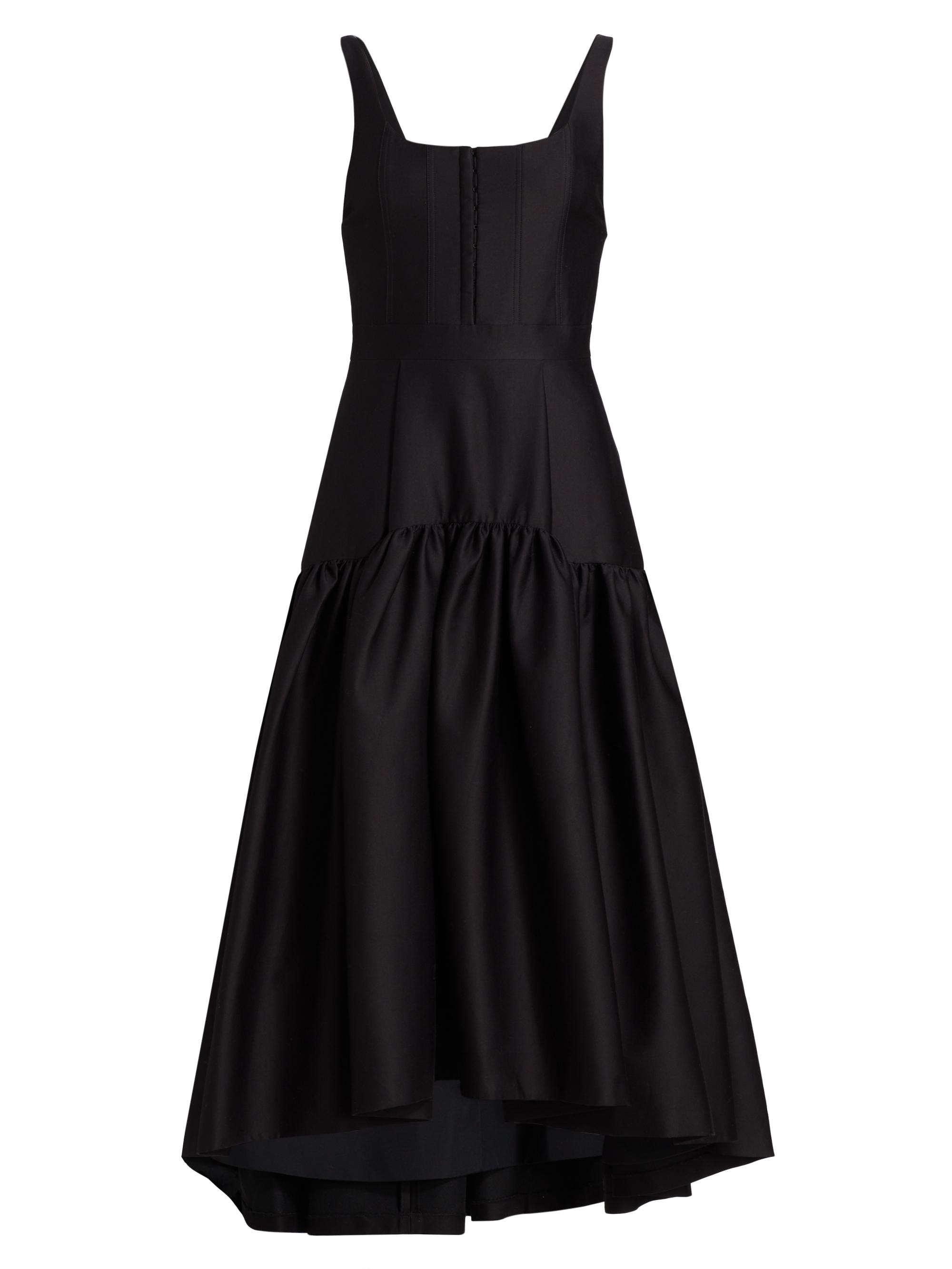 alice and olivia black and white long dress Alice + Olivia Black White Silk Ruffle Layered Halter Mini Shift Dress –  Brie main image 1
