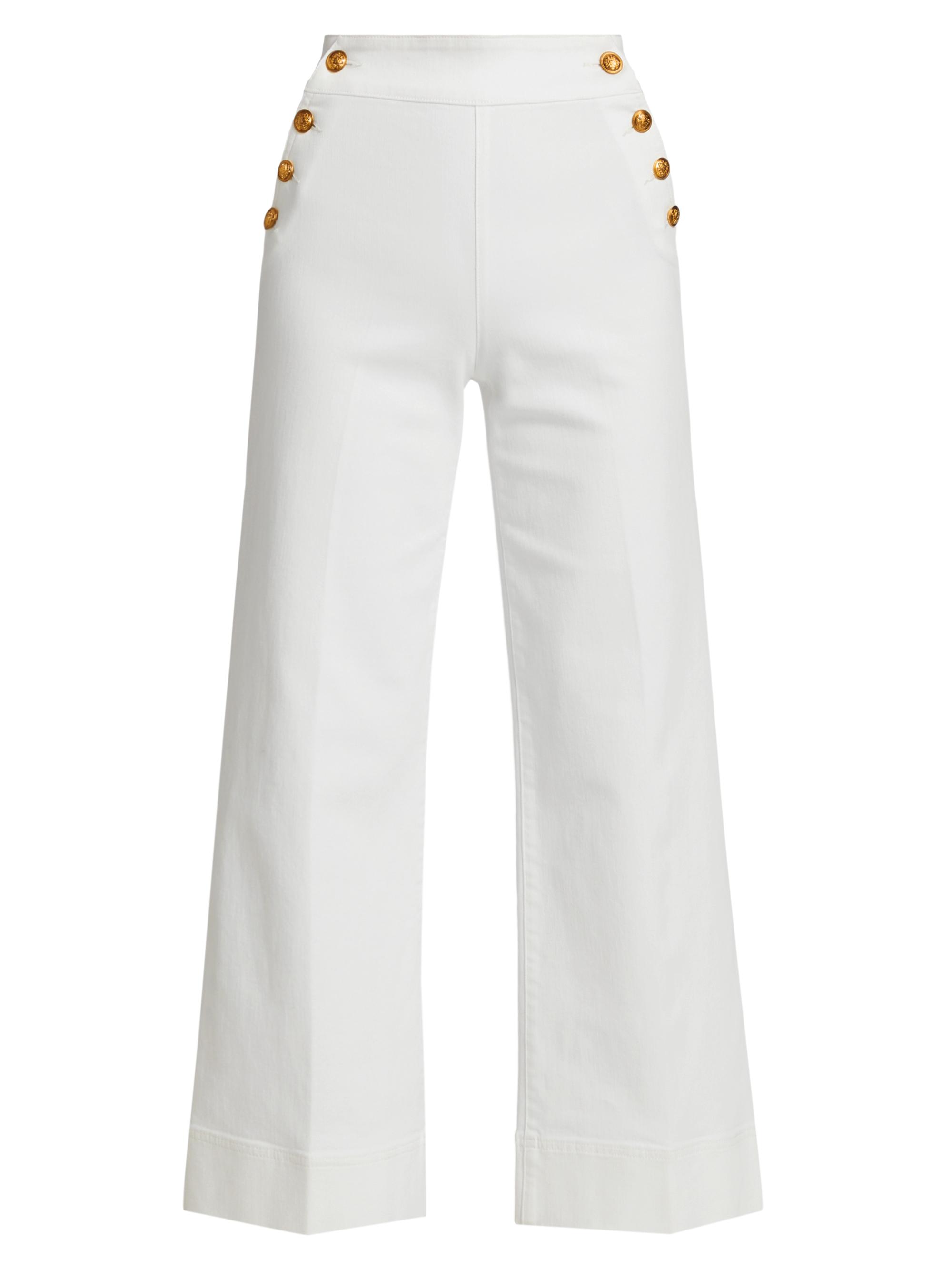 Alice + Olivia Women's Narin High-Rise Stretch Flare Crop Jeans - Off White