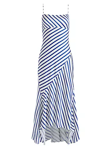 Rosa Asymmetric Striped Midi-Dress