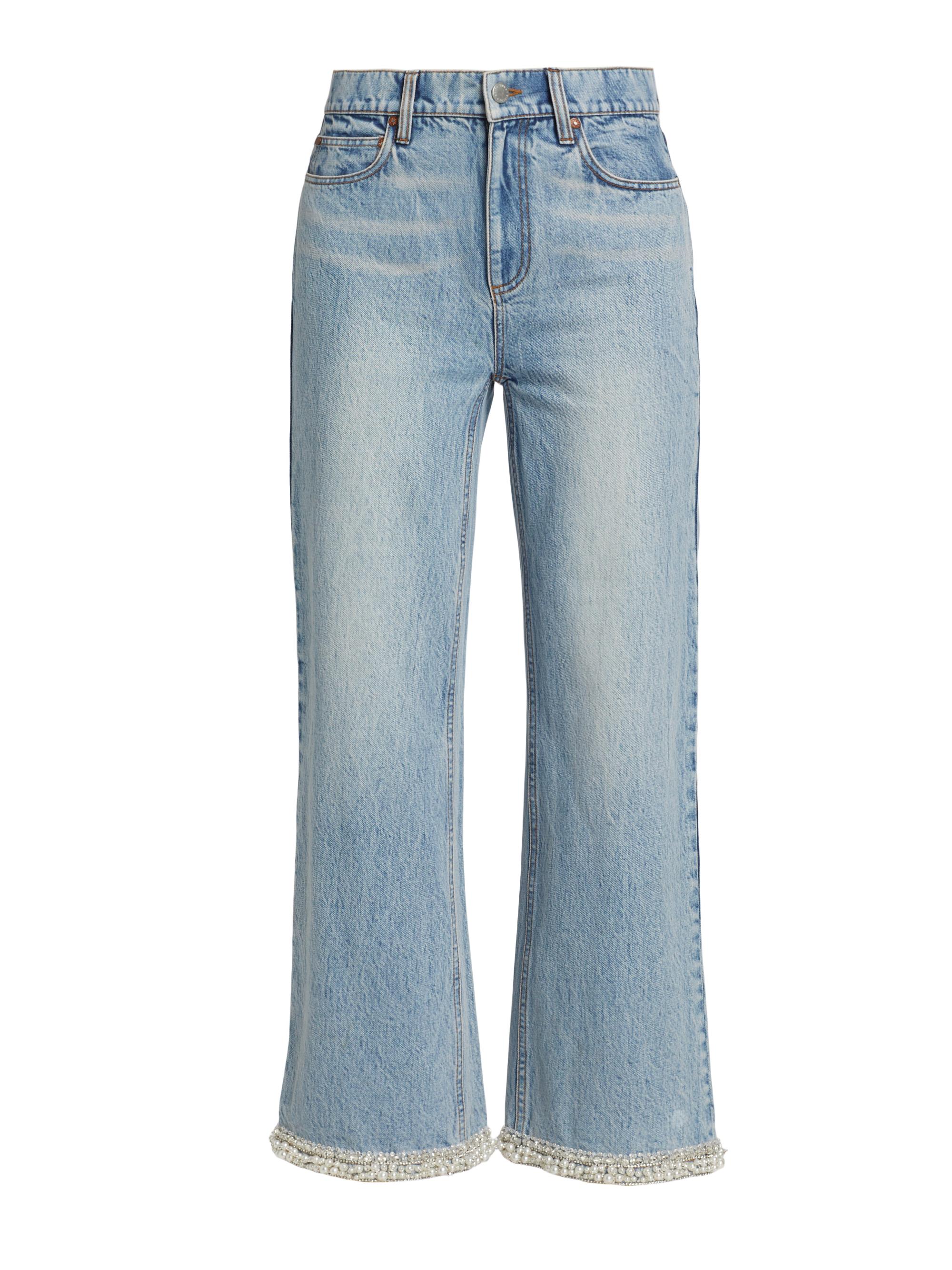 Shop Alice + Olivia Ora Embellished High-Rise Wide-Leg Jeans 