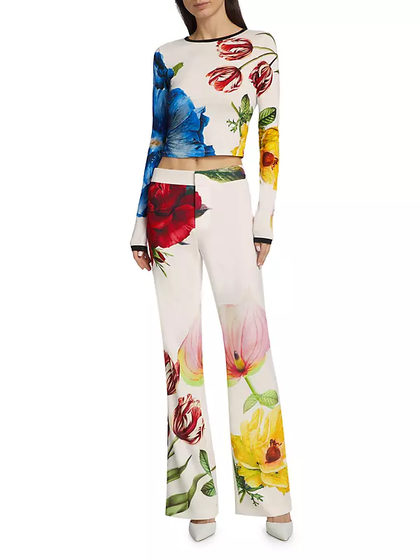 Shop Alice + Olivia Delaina Floral Crop Sweater | Saks Fifth Avenue