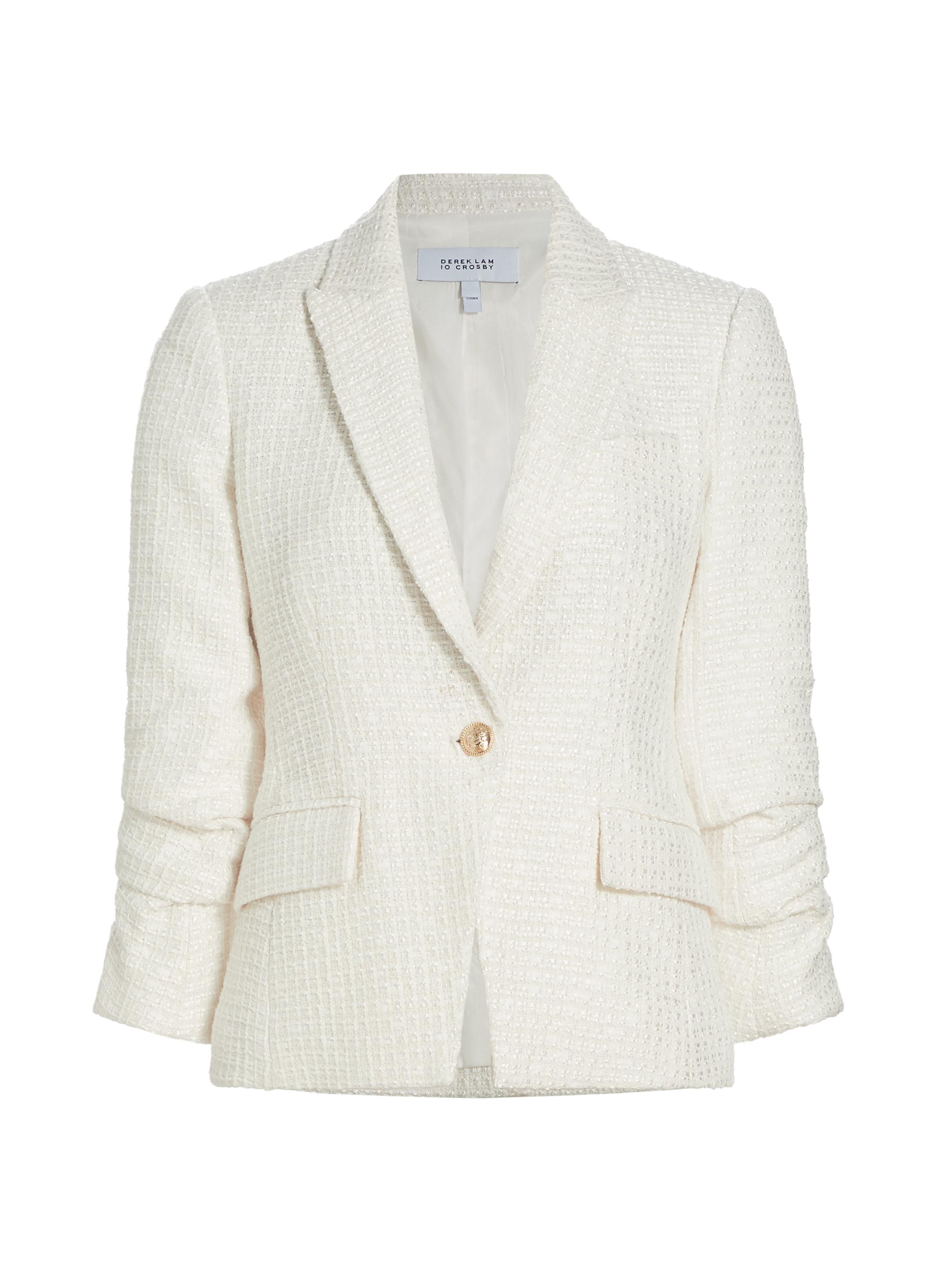 Derek Lam 10 Crosby Women's Ralph Cotton-Blend Tweed Blazer - Blanc De Blanc