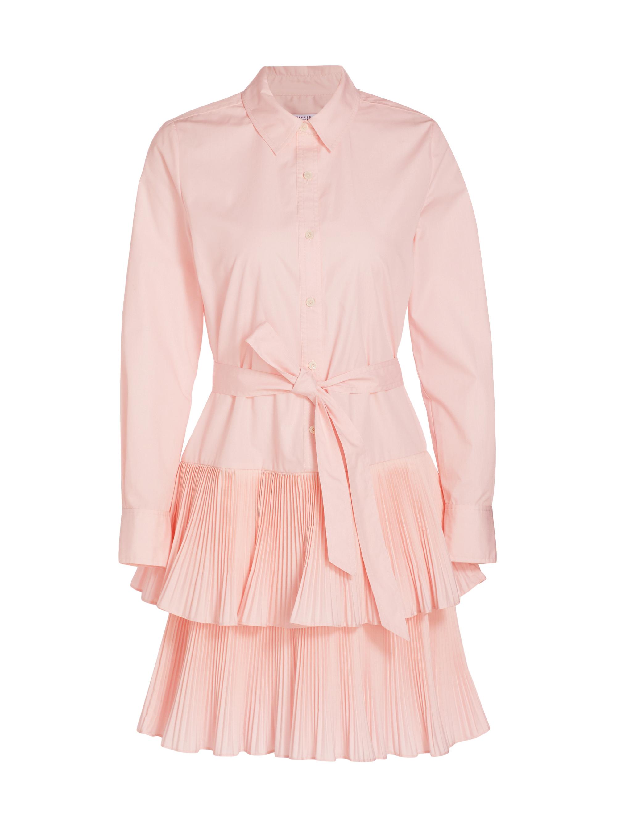 Derek Lam 10 Crosby Women's Sterling Pleated Tiered Shirtdress - Pink Dogwood