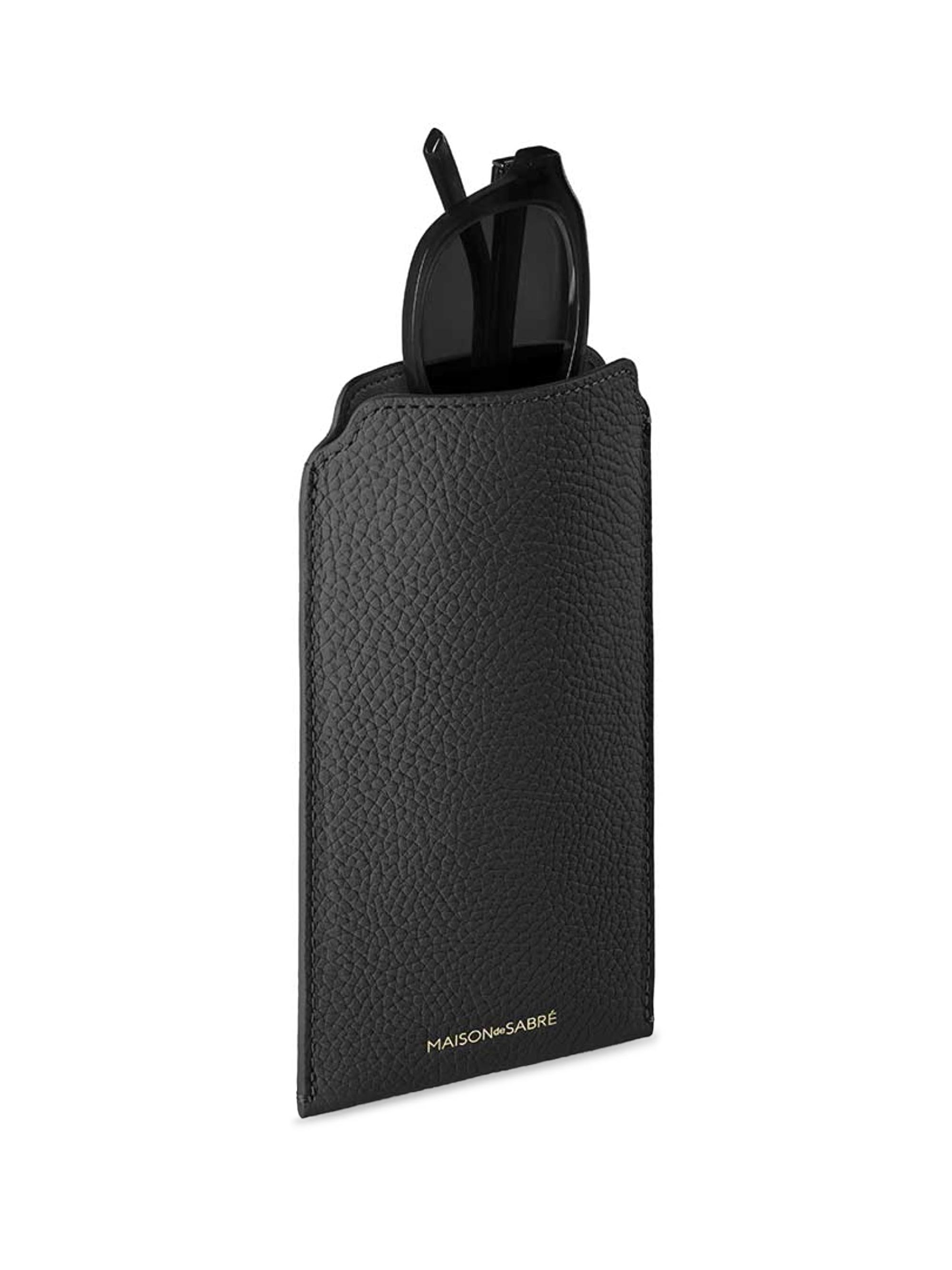 Maison de Sabre Leather Sunglasses Sleeve - Black Caviar | Thumbnail 3