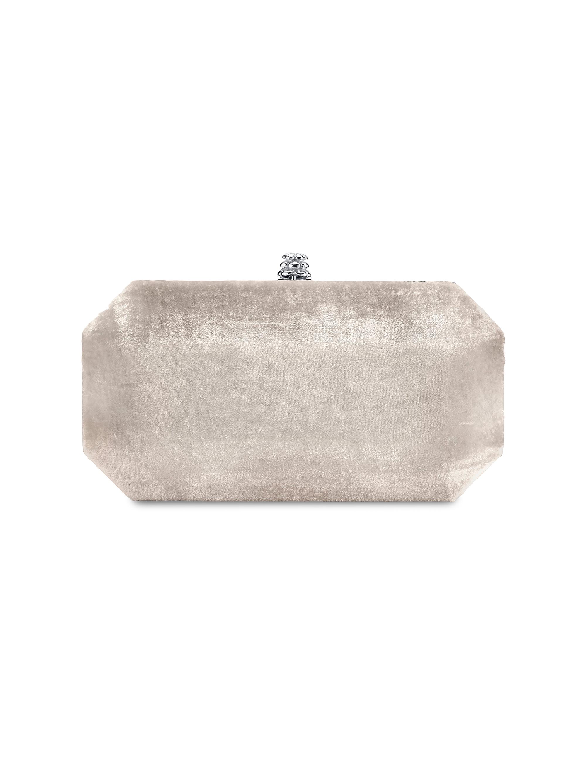Tyler Ellis Women's  Perry Clutch in Crushed Velvet - Platinum