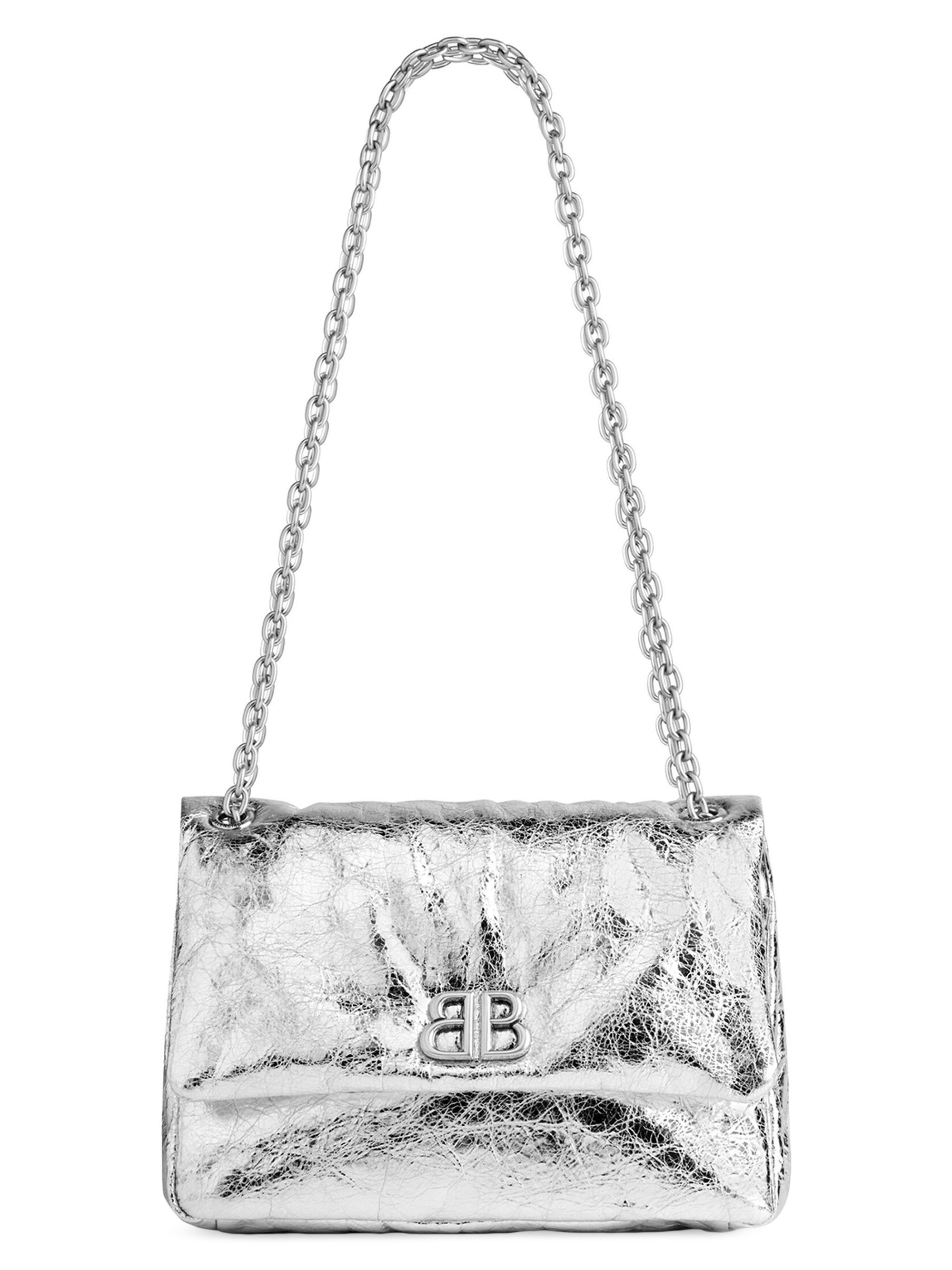 Balenciaga Women's Monaco Mini Metallized Bag - Silver