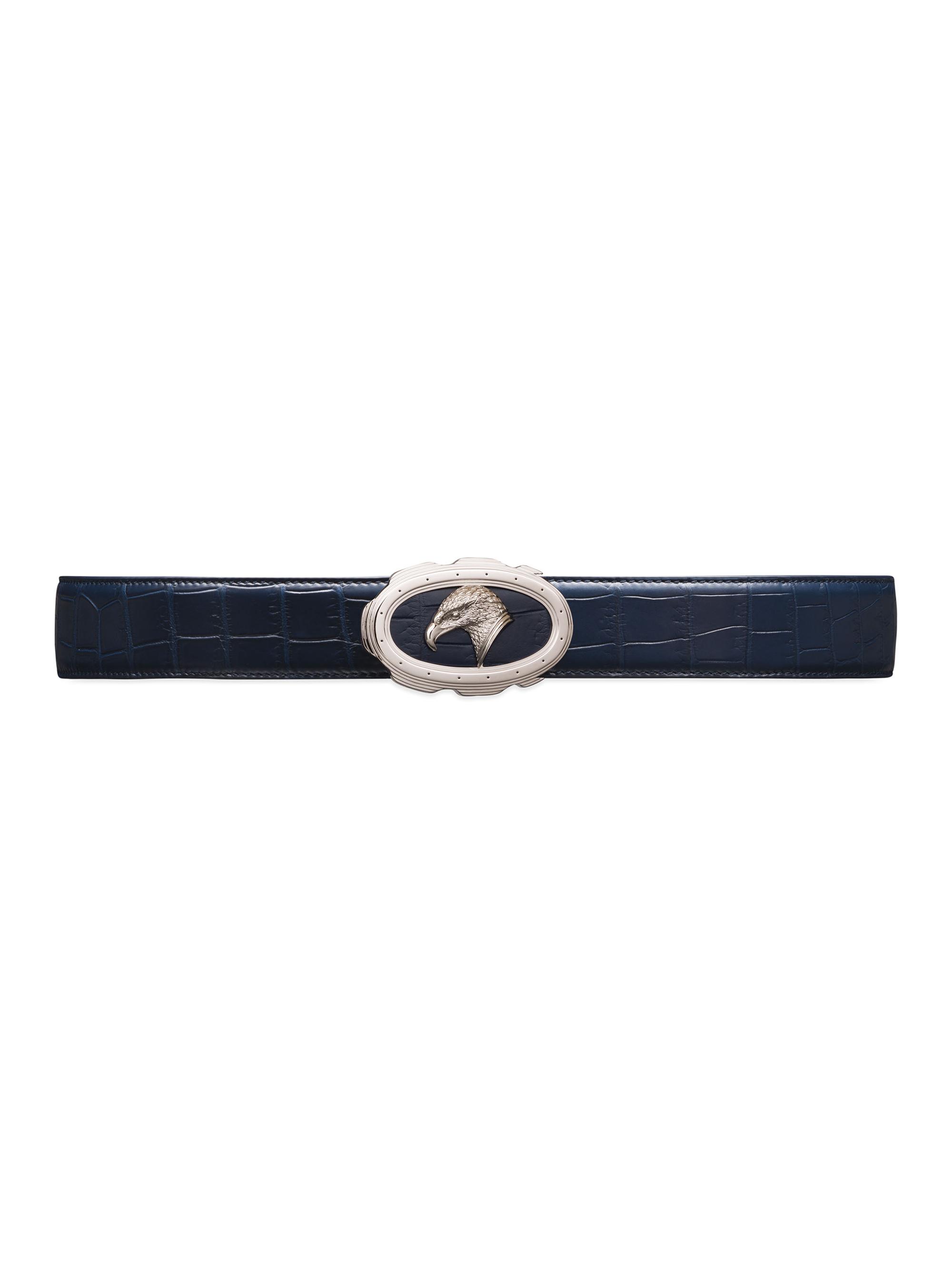 Stefano Ricci Men's Matted Crocodile Leather Belt - Blue