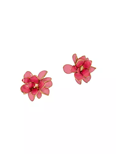 Goldtone & Enamel Flower Stud Earrings