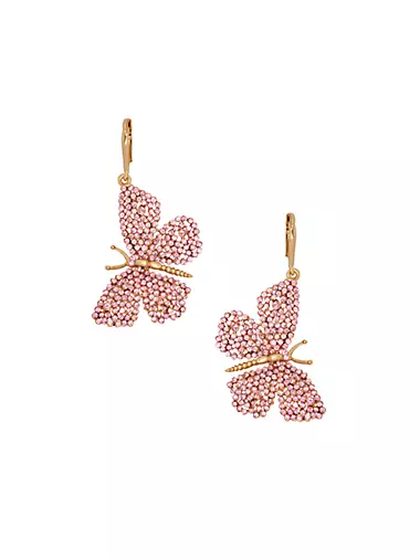 Goldtone & Glass Crystal Butterfly Drop Earrings