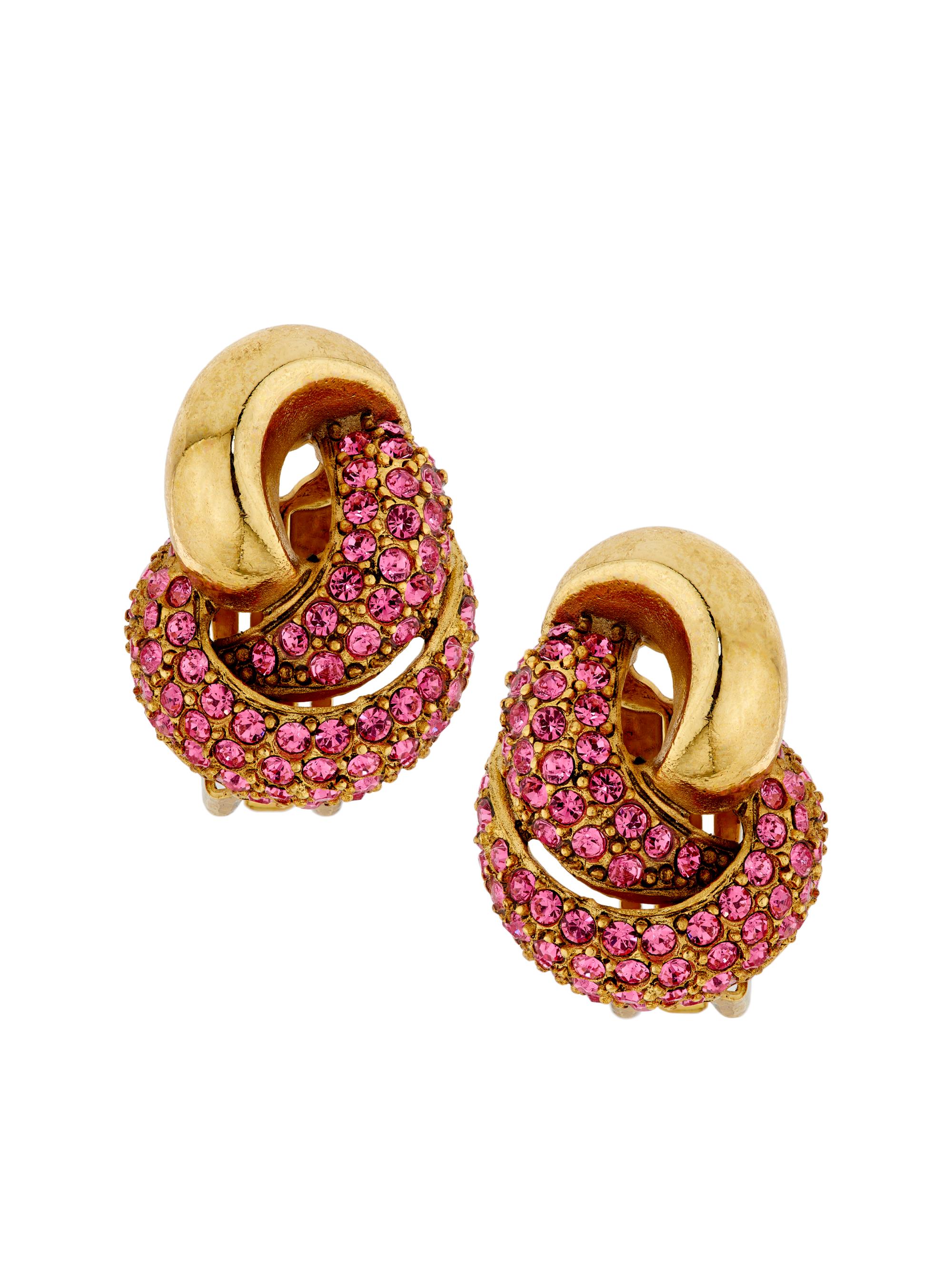 Oscar de la Renta Women's Love Knot 2.0 Goldtone & Glass Crystal Clip-On Stud Earrings - Crystal