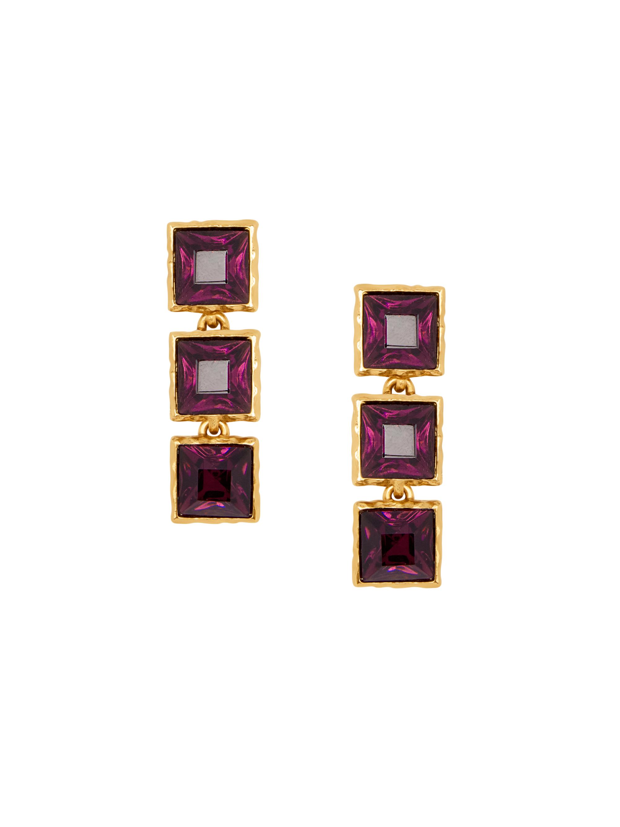 Oscar de la Renta Women's Goldtone & Glass Crystal Tennis Earrings - Amethyst